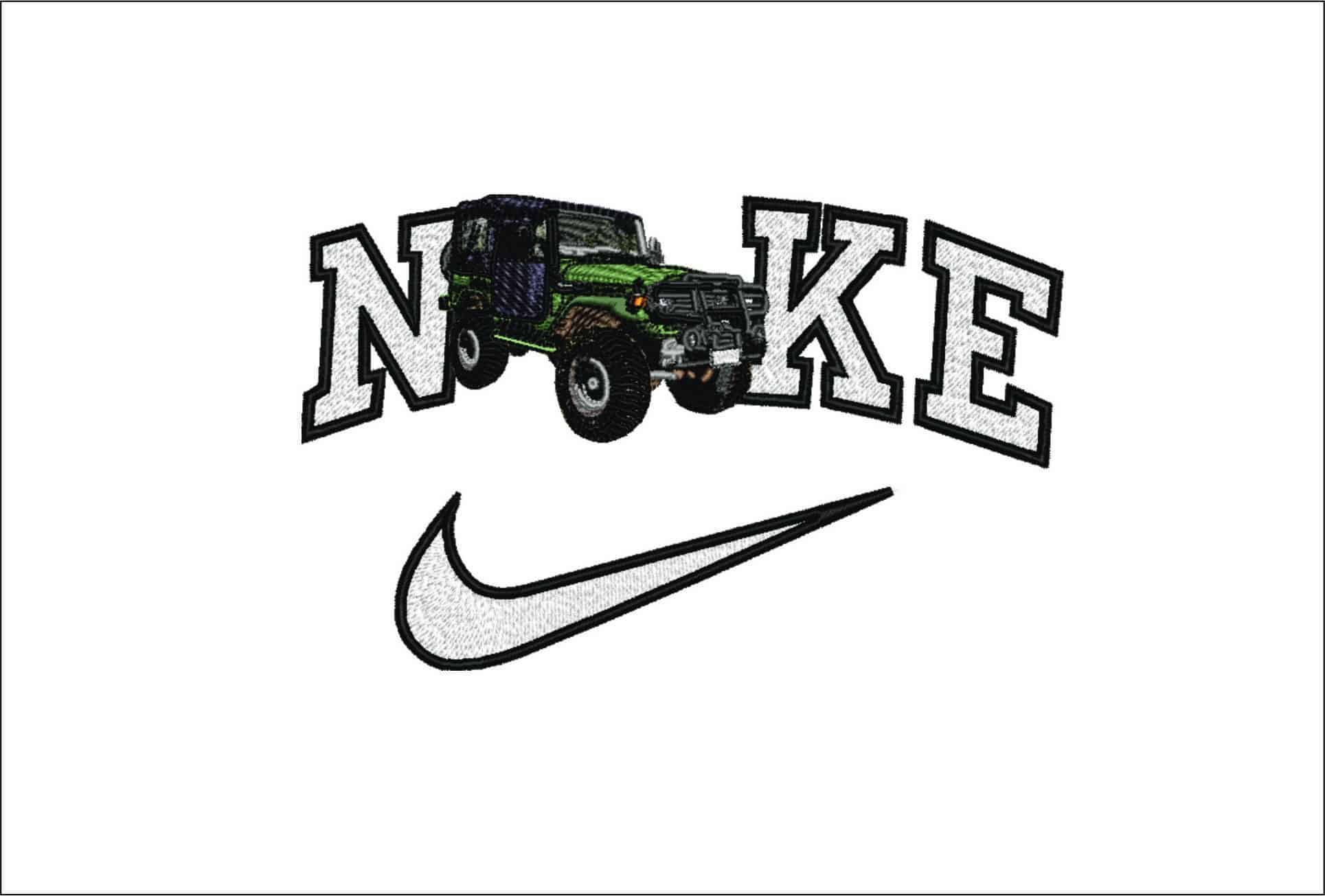 Nike Army Jeep- Elegant embroidery design file - instant download