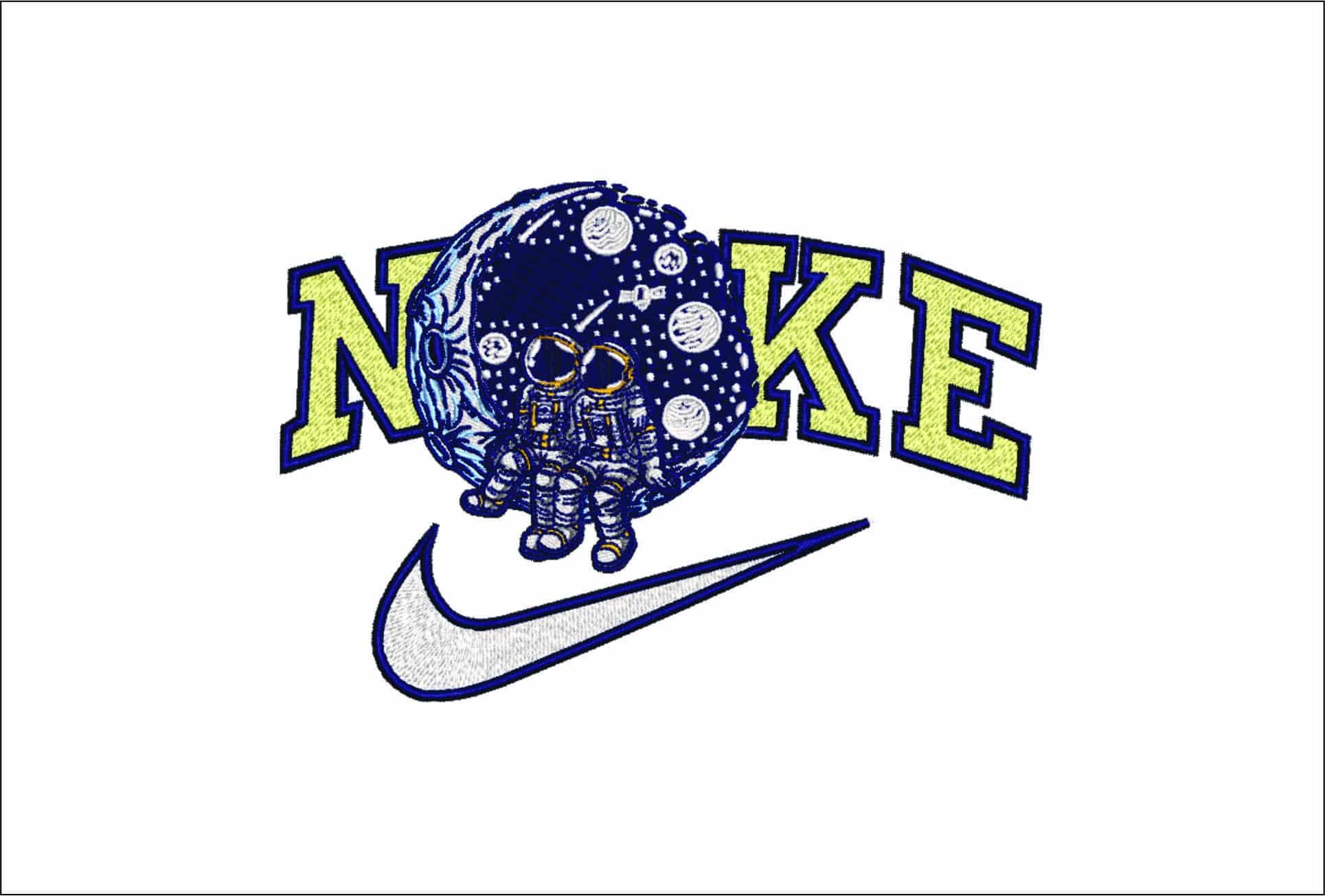Nike Astronaut on the Moon- Elegant embroidery design file - instant download