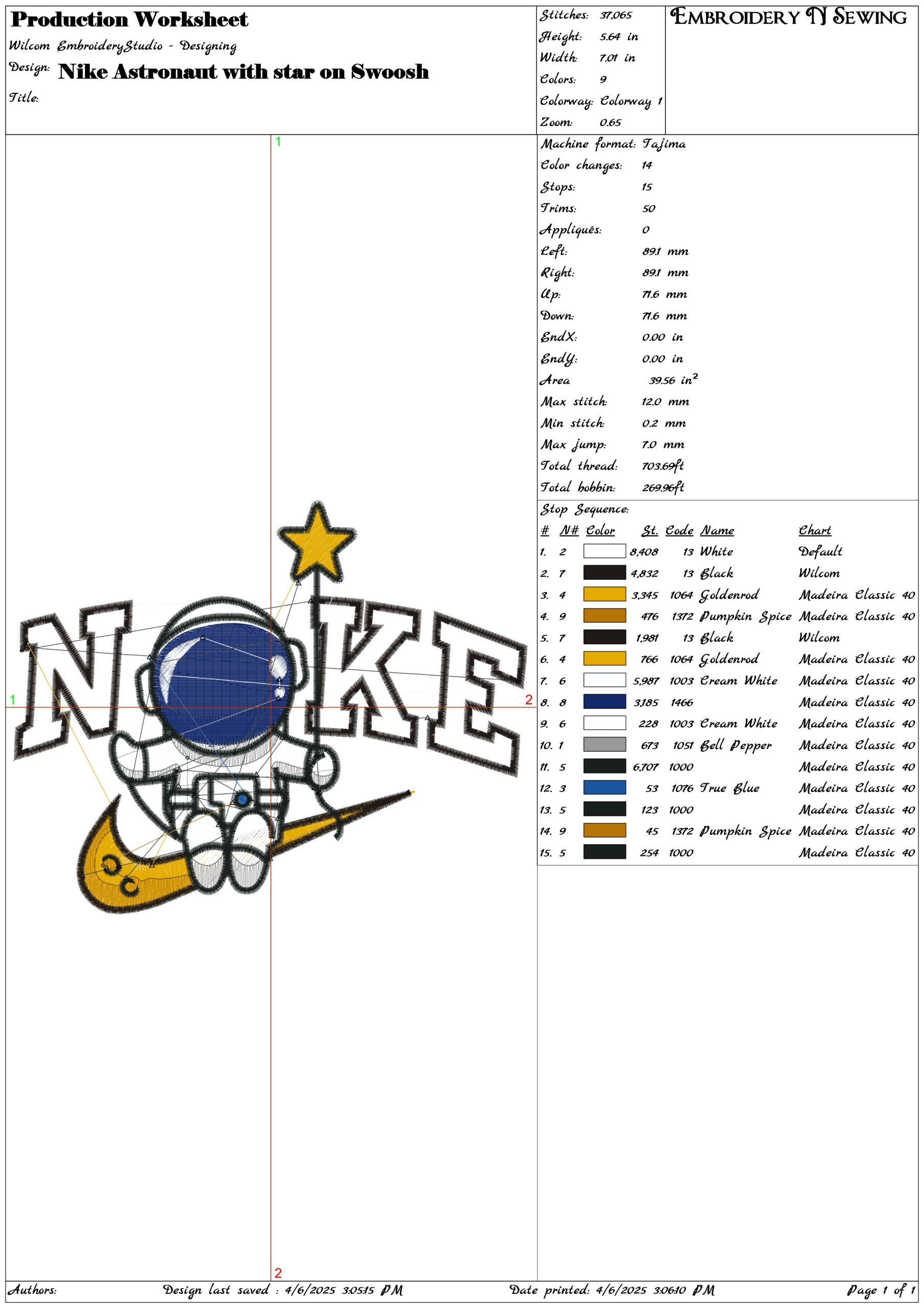 Nike Astronaut with star on Swoosh- Elegant embroidery design file - instant download — view 3