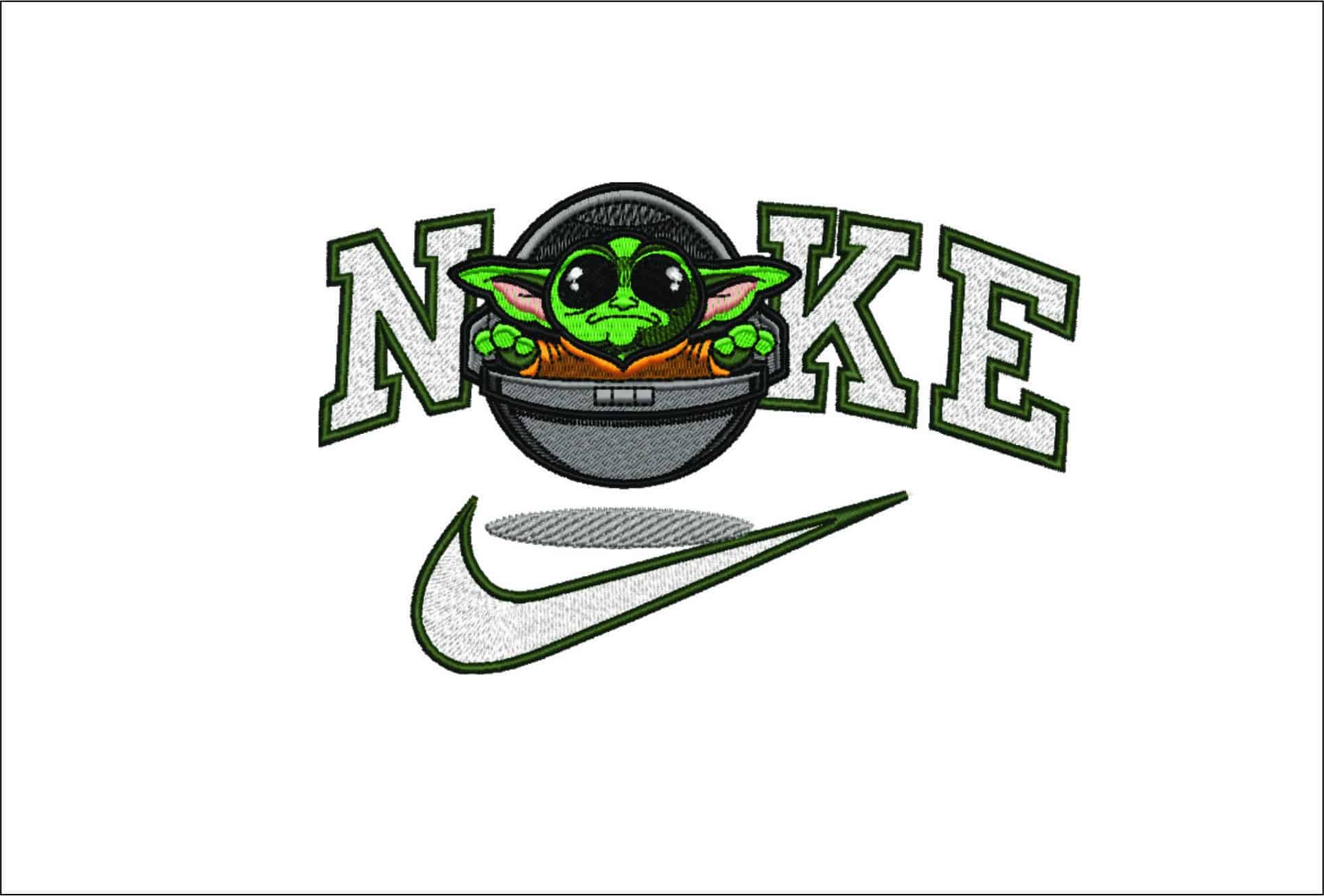 Nike Baby Yoda Capsule Cartoon- Elegant embroidery design file - instant download