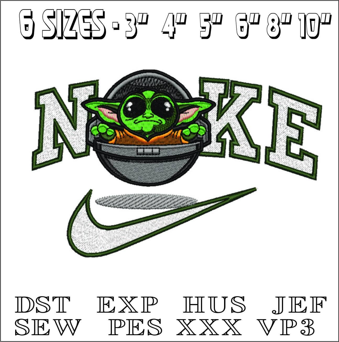 Nike Baby Yoda Capsule Cartoon- Elegant embroidery design file - instant download — view 2