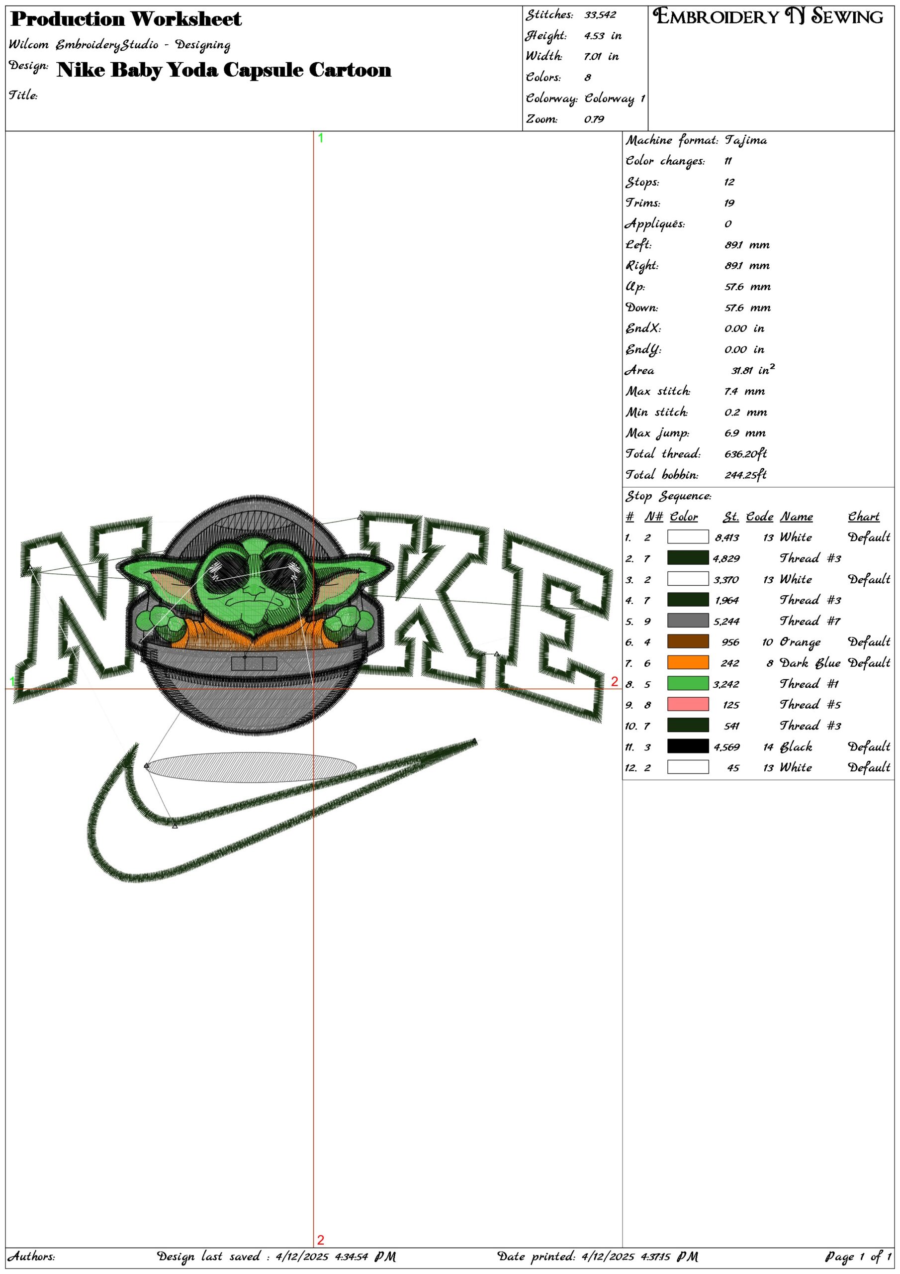 Nike Baby Yoda Capsule Cartoon- Elegant embroidery design file - instant download — view 3