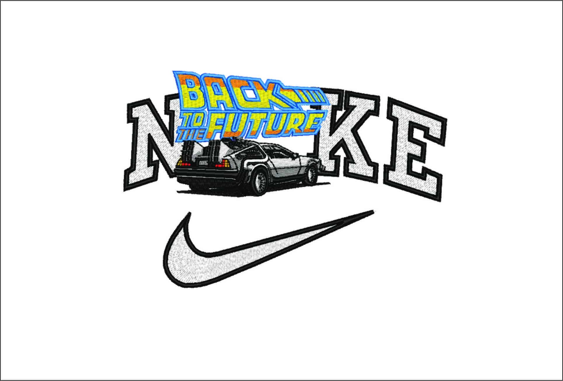 Nike Back to Future Delorean Rear- Elegant embroidery design file - instant download
