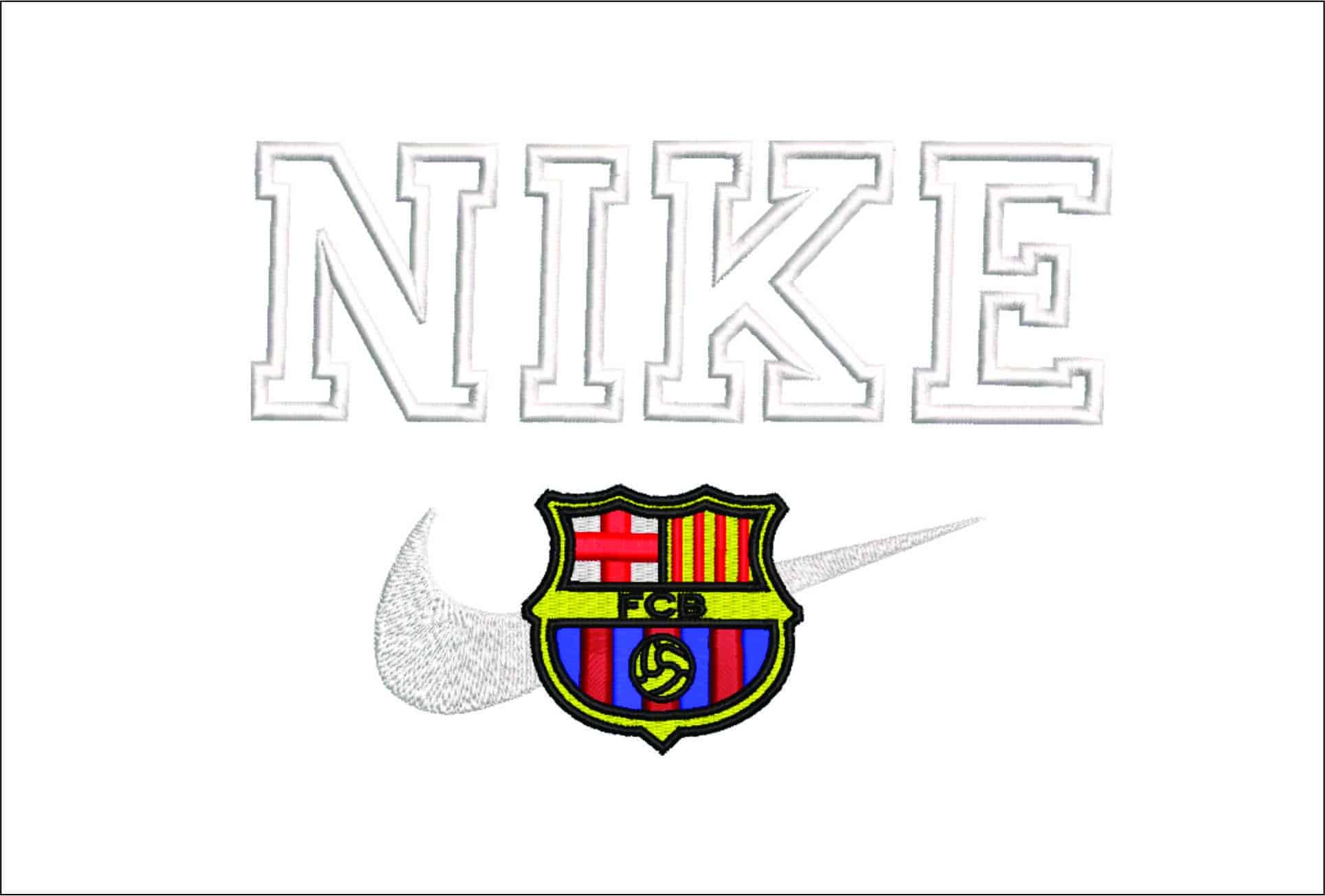 Nike Barcelona- Elegant embroidery design file - instant download