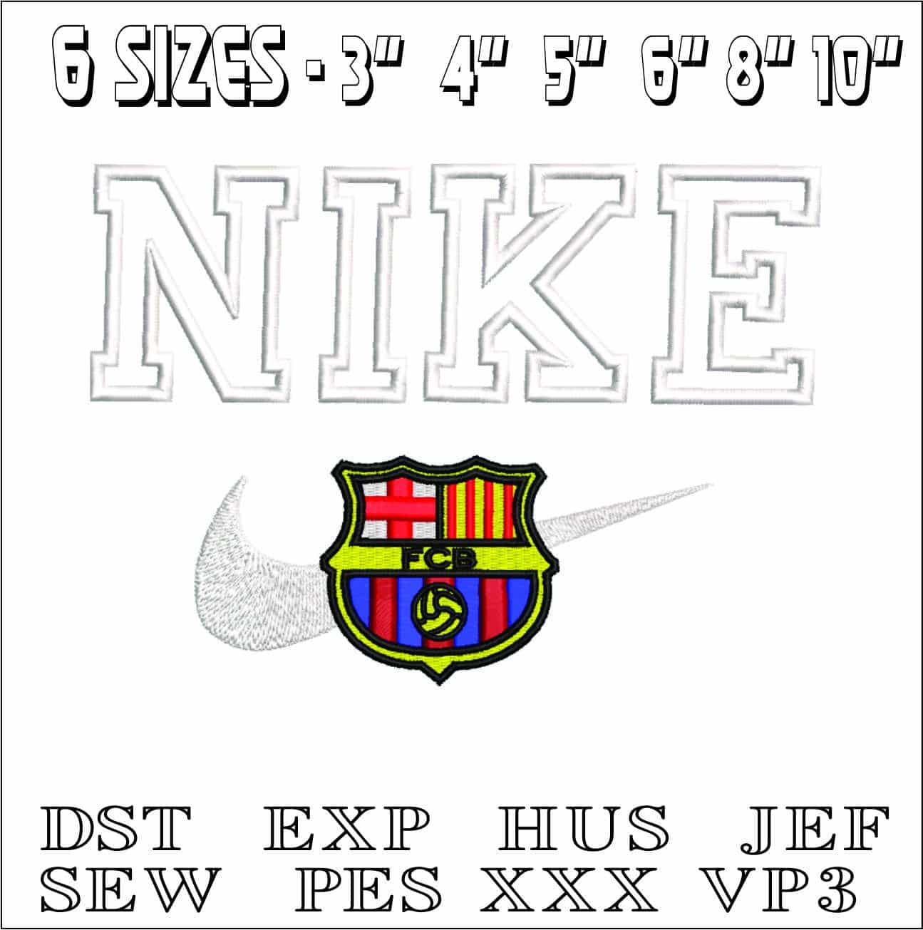 Nike Barcelona- Elegant embroidery design file - instant download — view 2