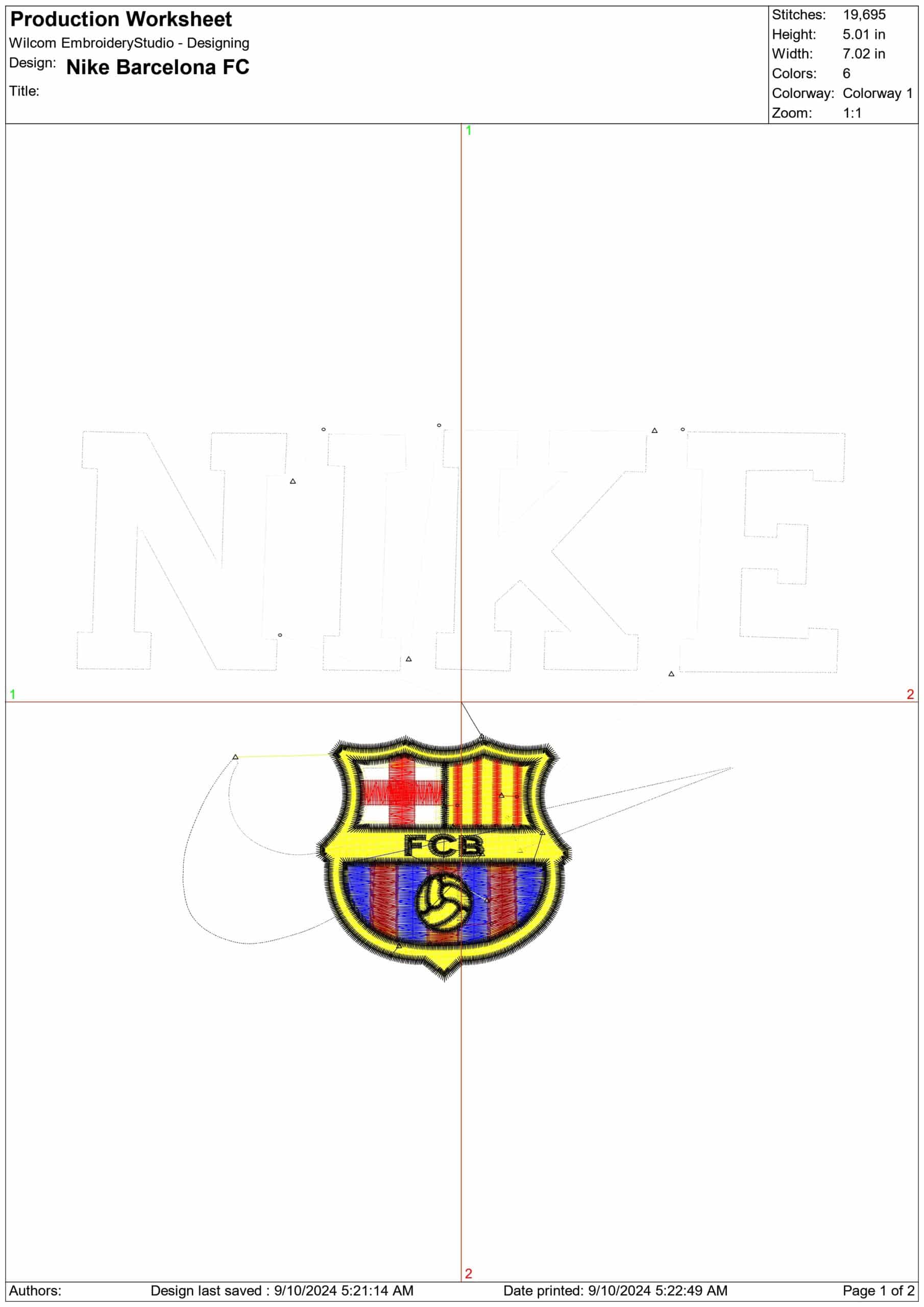 Nike Barcelona- Elegant embroidery design file - instant download — view 3