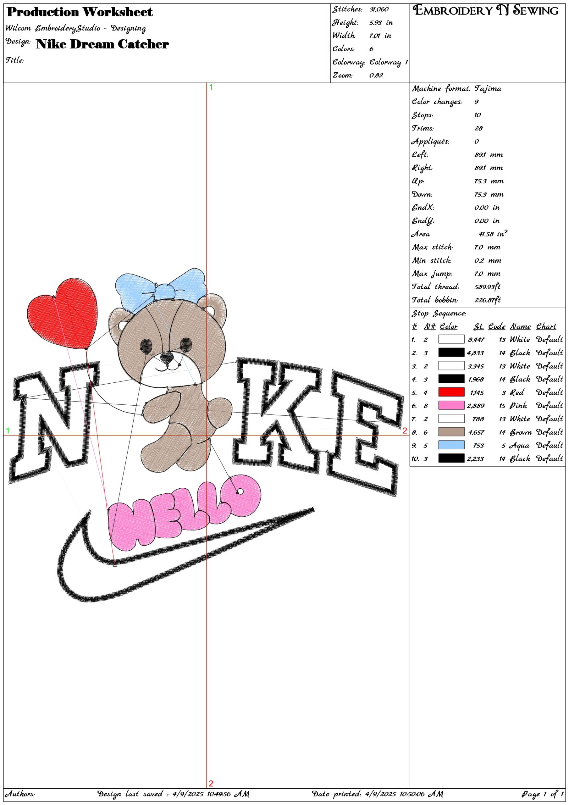 Nike Bear Hello Ballon- Elegant embroidery design file - instant download — view 3