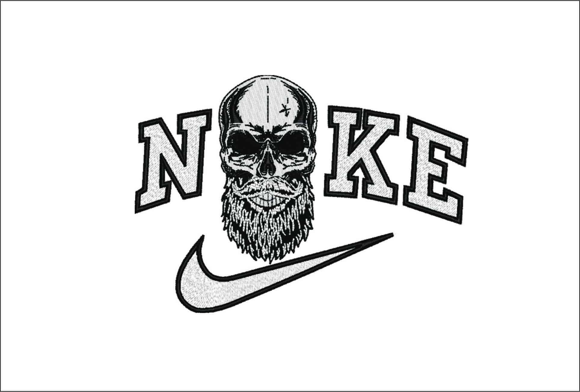 Nike Bearded Skull- Elegant embroidery design file - instant download