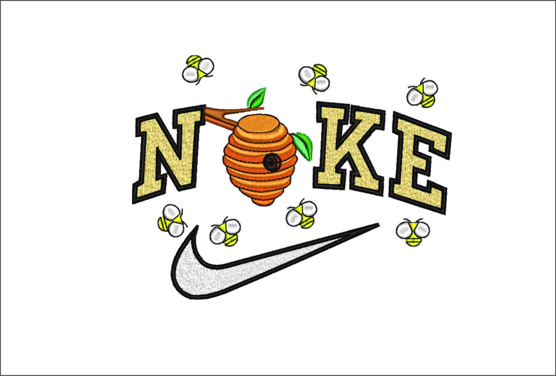 Nike Bee Hive- Elegant embroidery design file - instant download