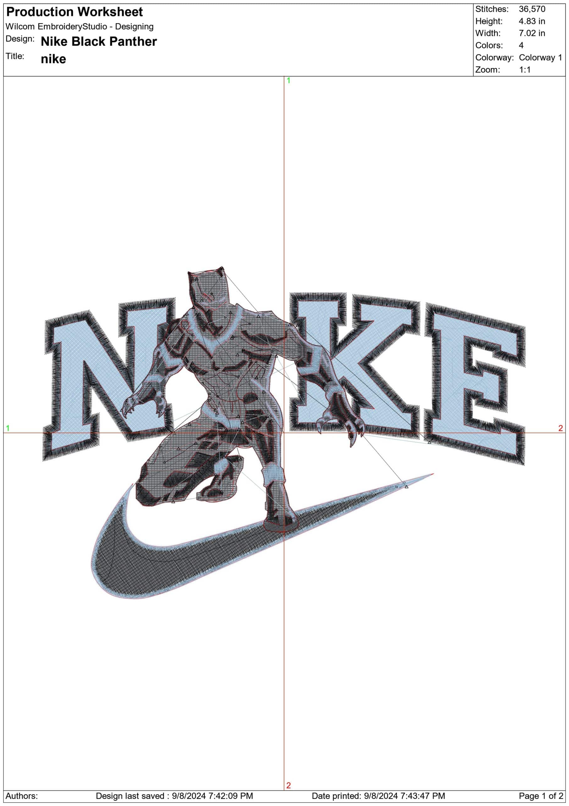 Nike Black Panther- Elegant embroidery design file - instant download — view 3