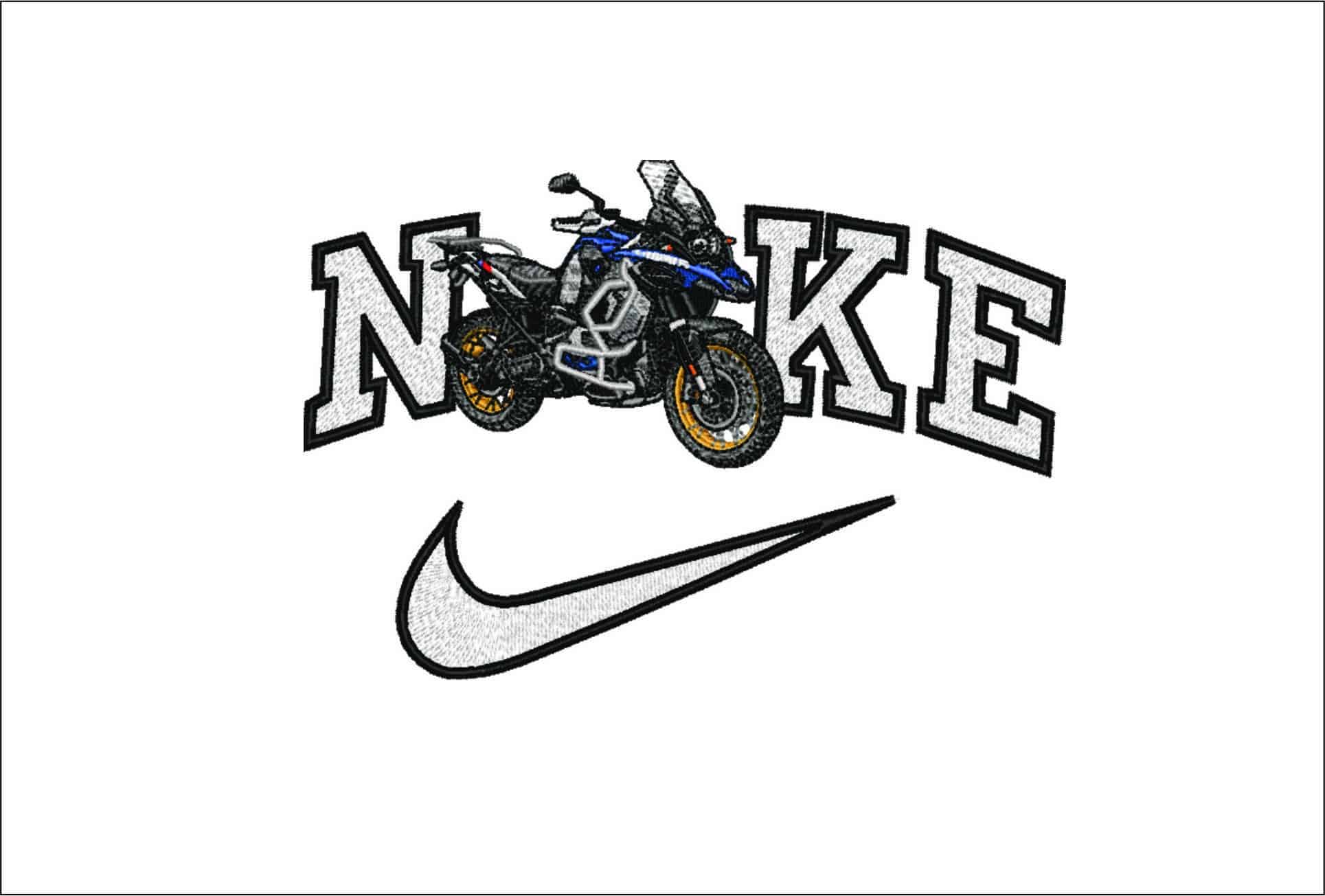 Nike BMW R1200 Motorbike- Elegant embroidery design file - instant download