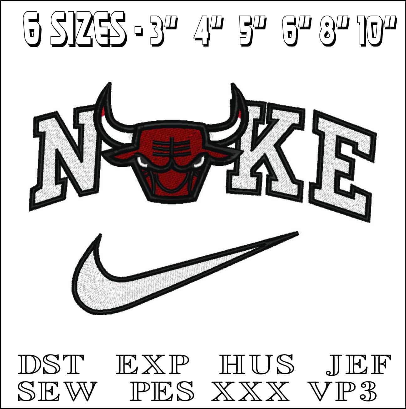 Nike Bulls Eyes and Horns- Elegant embroidery design file - instant download — view 2