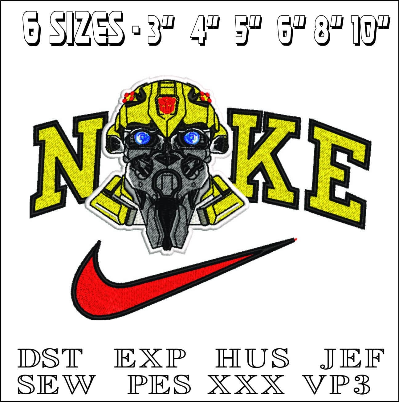 Nike Bumble Bee - Transformer- Elegant embroidery design file - instant download — view 2