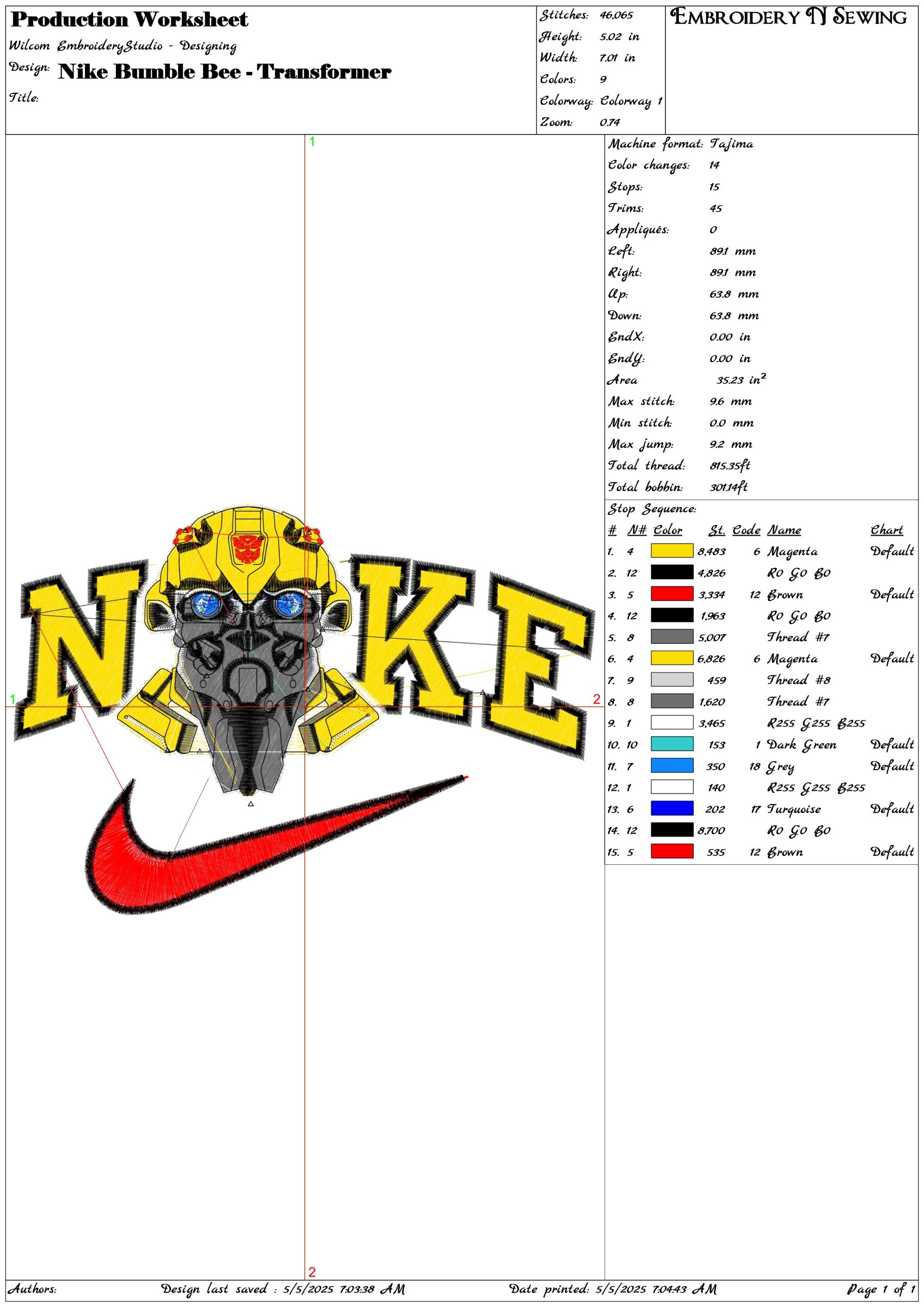 Nike Bumble Bee - Transformer- Elegant embroidery design file - instant download — view 3