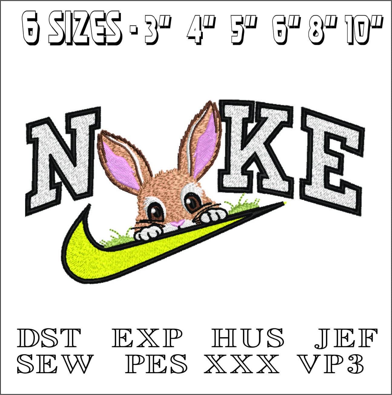 Nike Bunny Peeking- Elegant embroidery design file - instant download — view 2