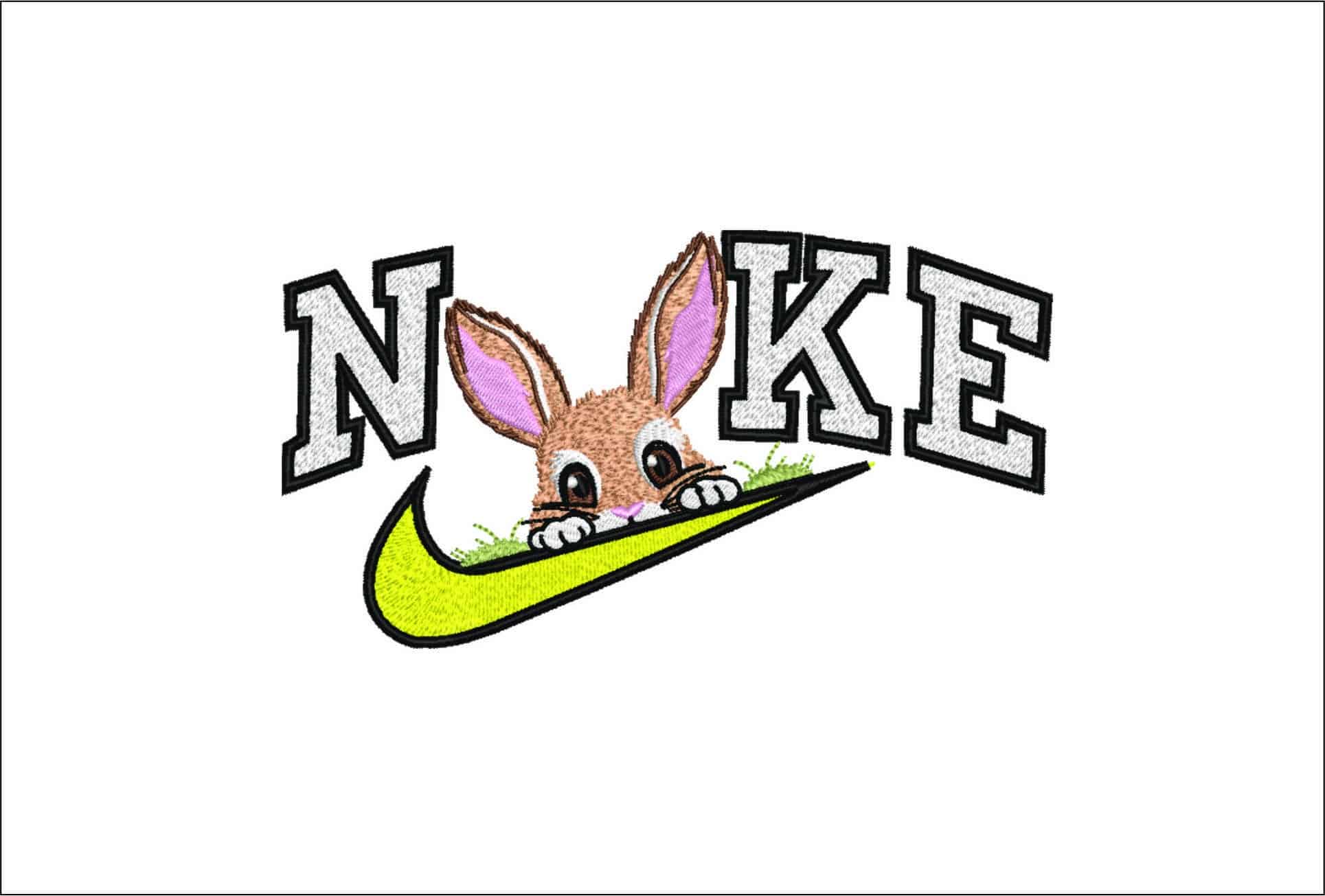 Nike Bunny Peeking- Elegant embroidery design file - instant download