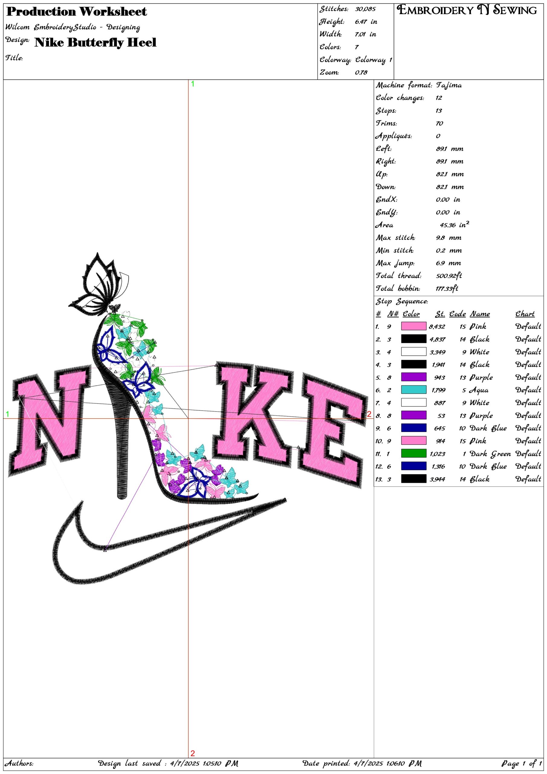 Nike Butterfly Heel- Elegant embroidery design file - instant download — view 3