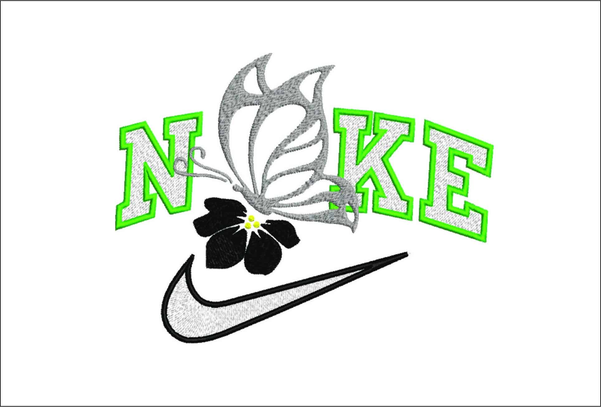Nike Butterfly on Flower- Elegant embroidery design file - instant download