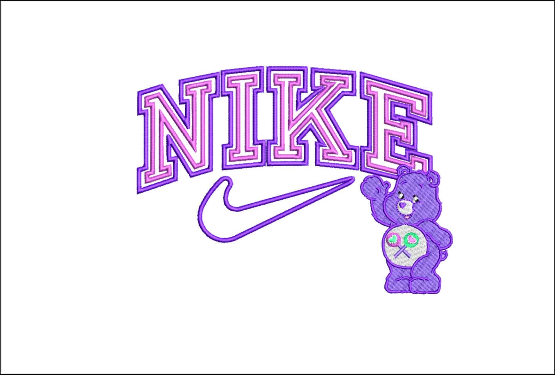 Nike Care Bear- Elegant embroidery design file - instant download