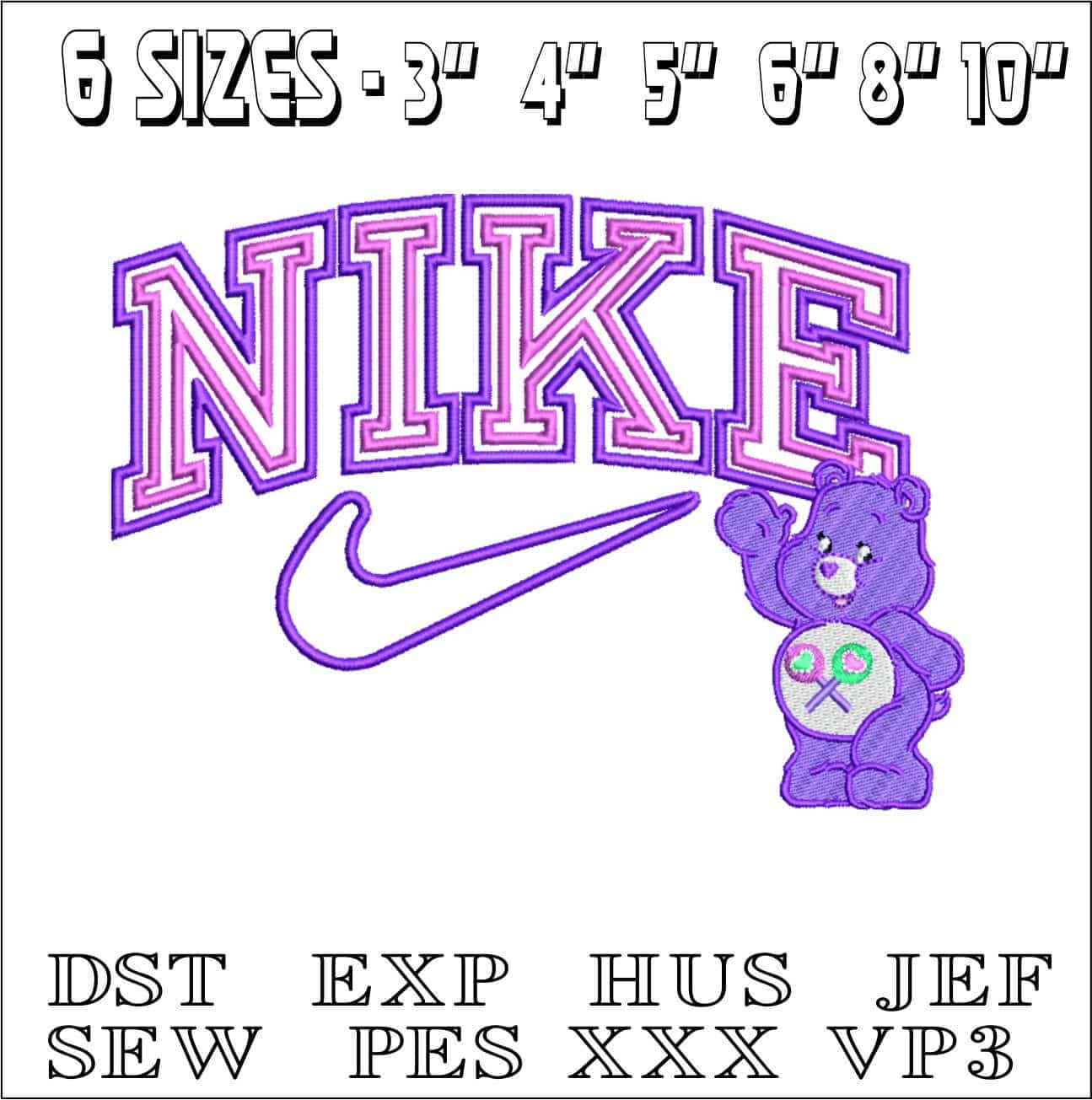 Nike Care Bear- Elegant embroidery design file - instant download — view 2