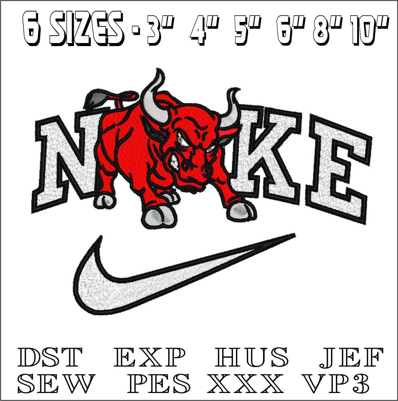 Nike Charging Bulls- Elegant embroidery design file - instant download — view 2