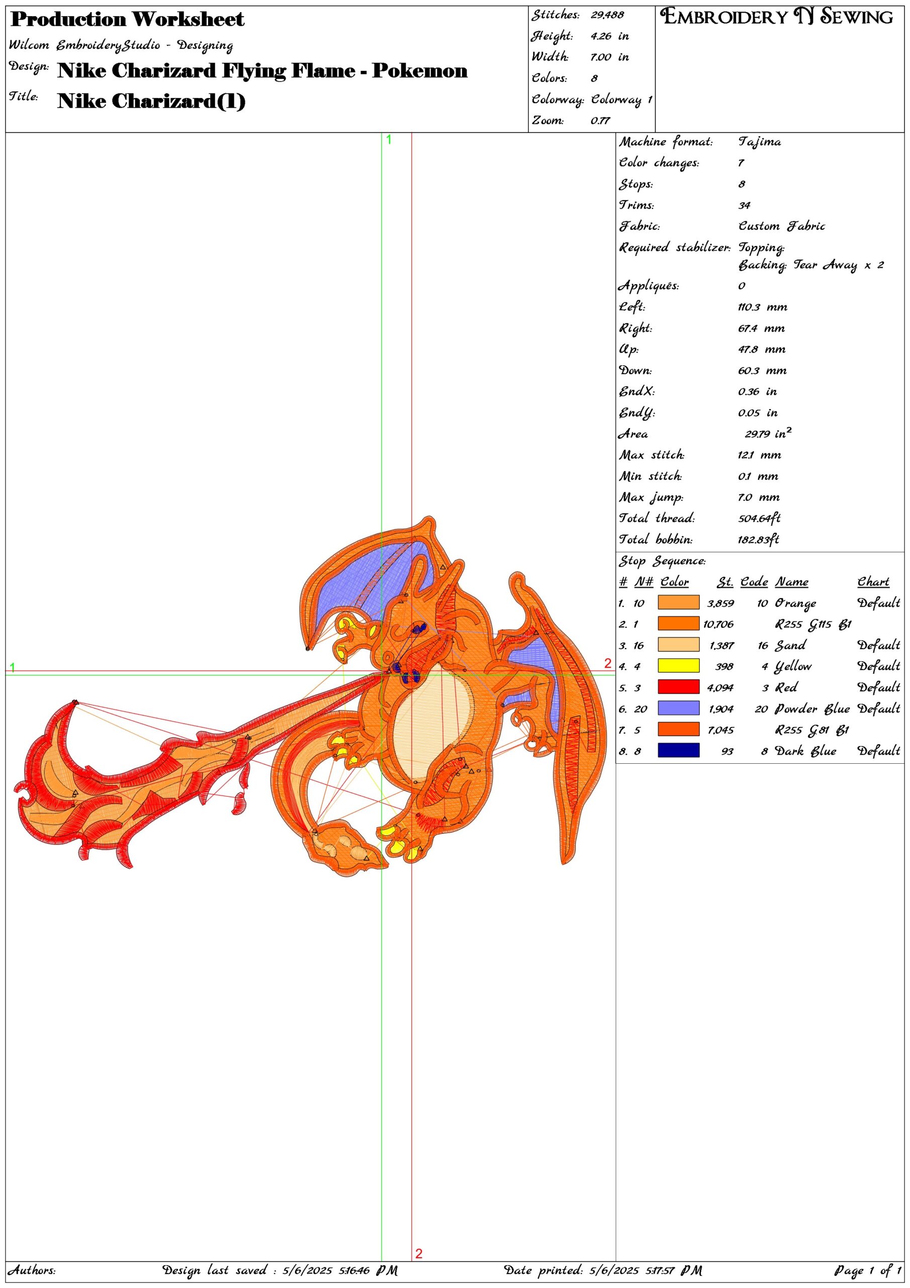 Nike Charizard Flying Flame - Pokemon- Elegant embroidery design file - instant download — view 3