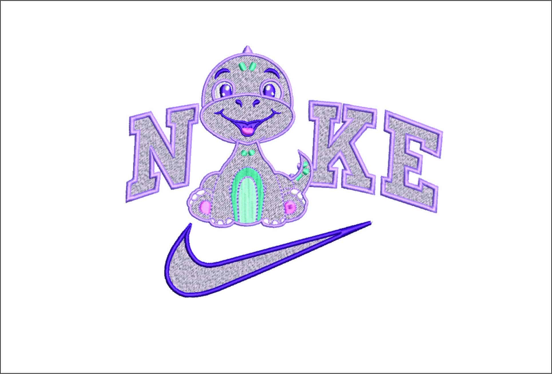 Nike Cute Baby Dinosaur- Elegant embroidery design file - instant download