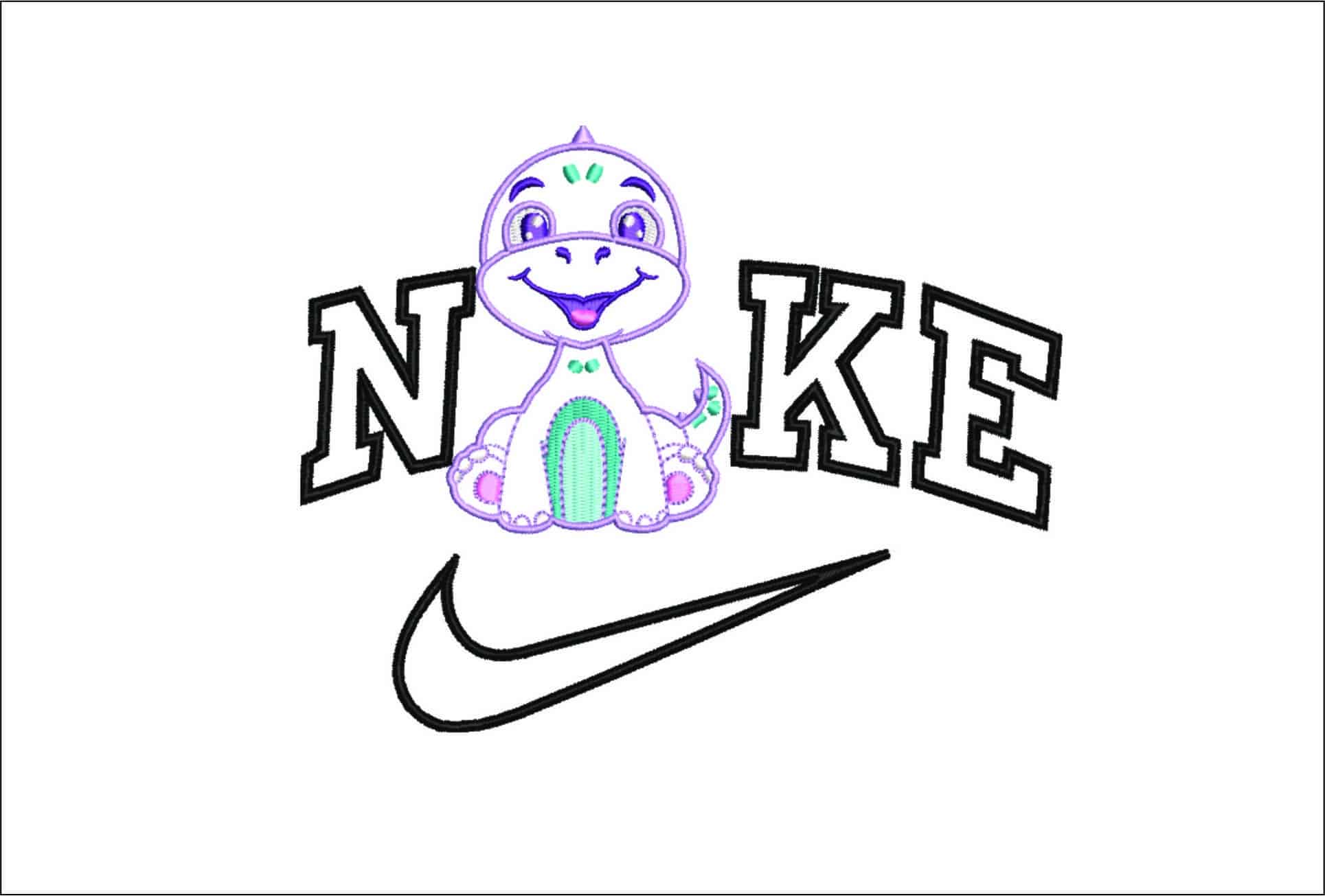 Nike Cute Dinosaur Applique- Elegant embroidery design file - instant download