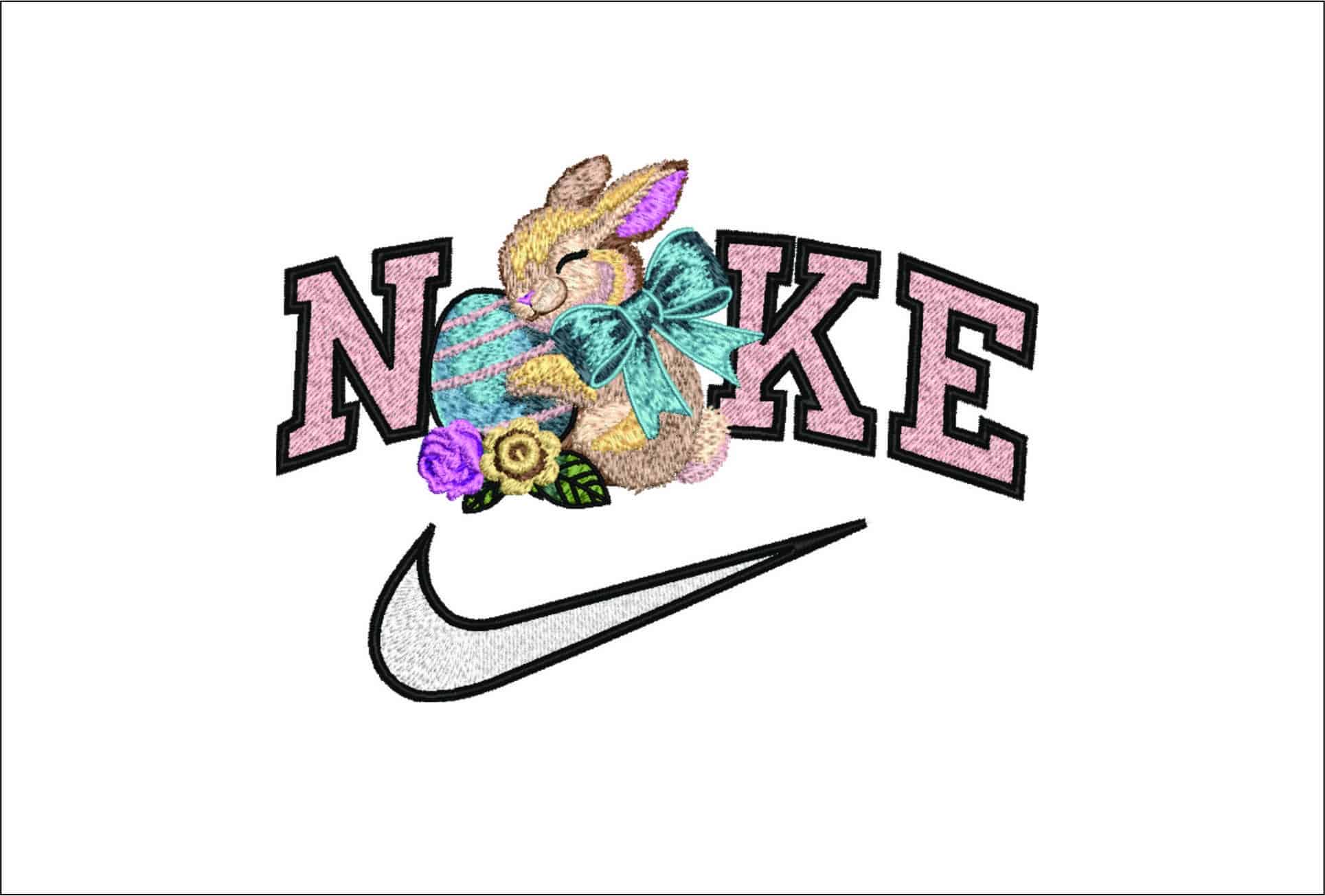 Nike Cute Easter Bunny- Elegant embroidery design file - instant download