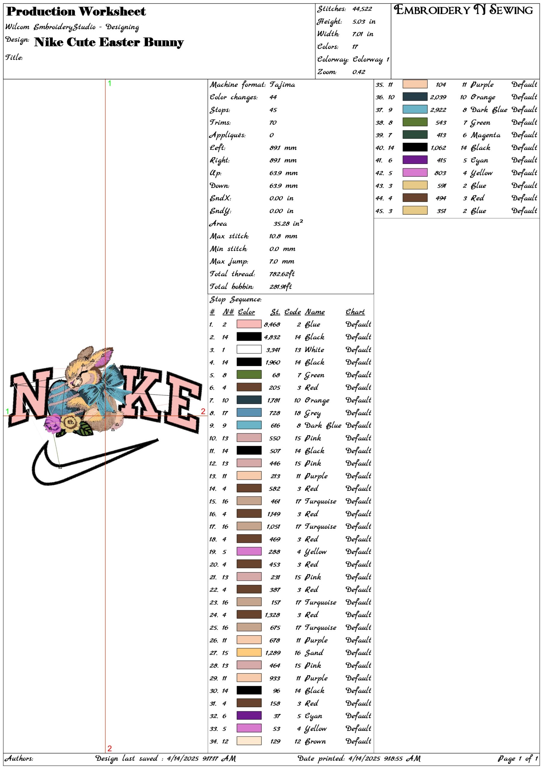 Nike Cute Easter Bunny- Elegant embroidery design file - instant download — view 3