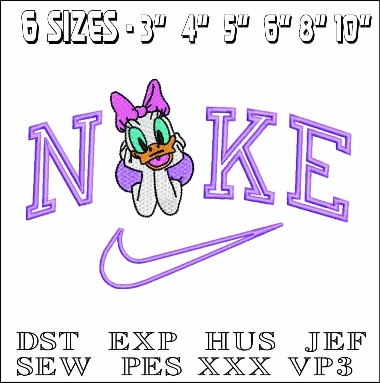 Nike Daisy Duck- Elegant embroidery design file - instant download — view 2