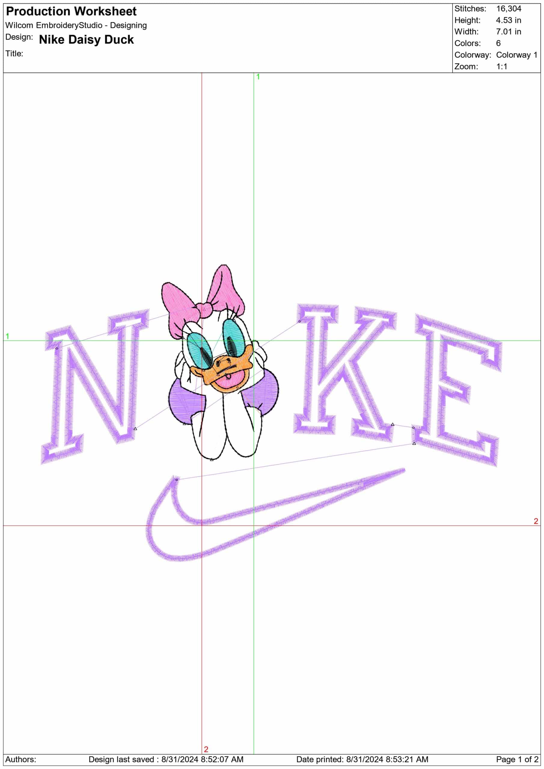 Nike Daisy Duck- Elegant embroidery design file - instant download — view 4