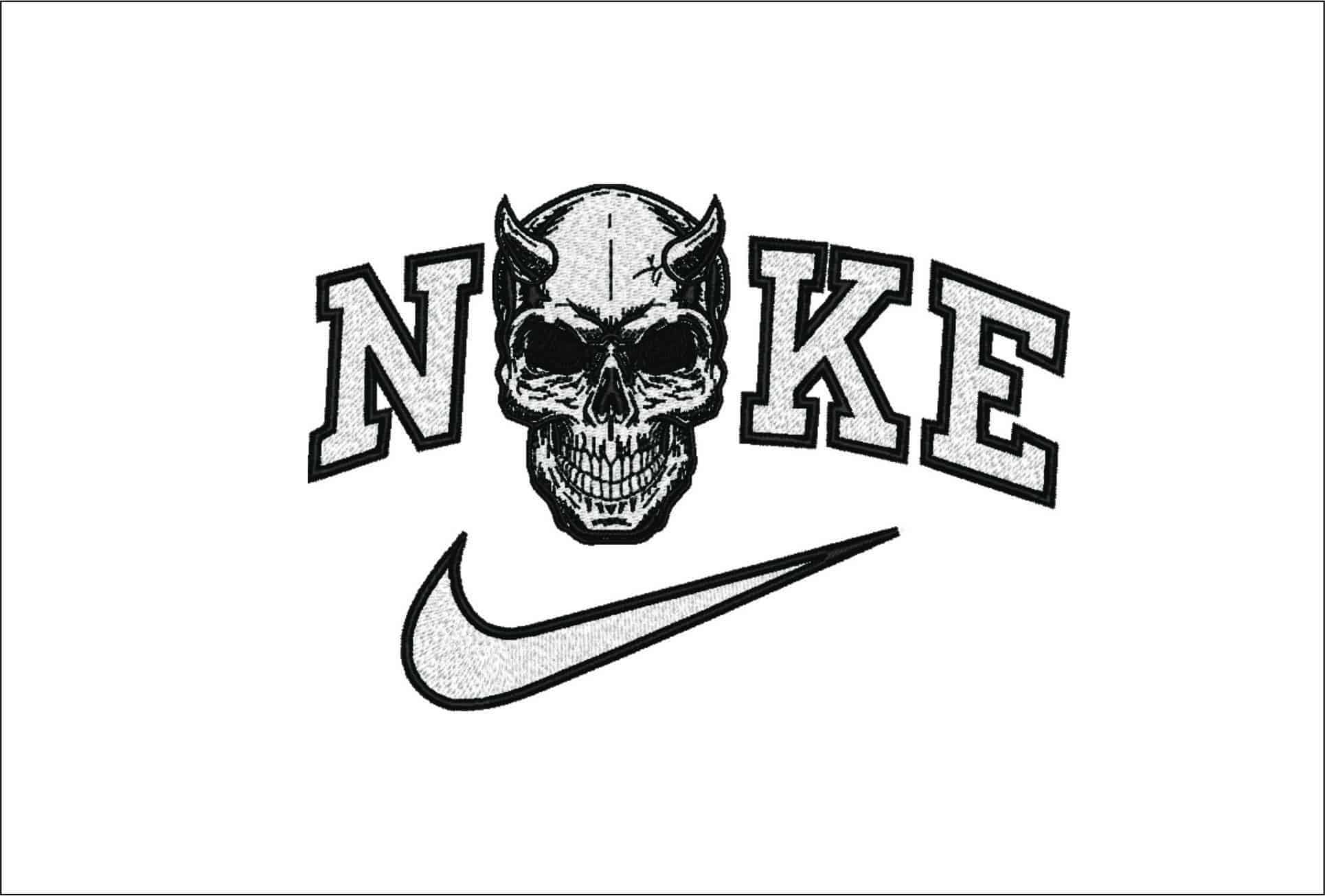 Nike Devil Skull- Elegant embroidery design file - instant download