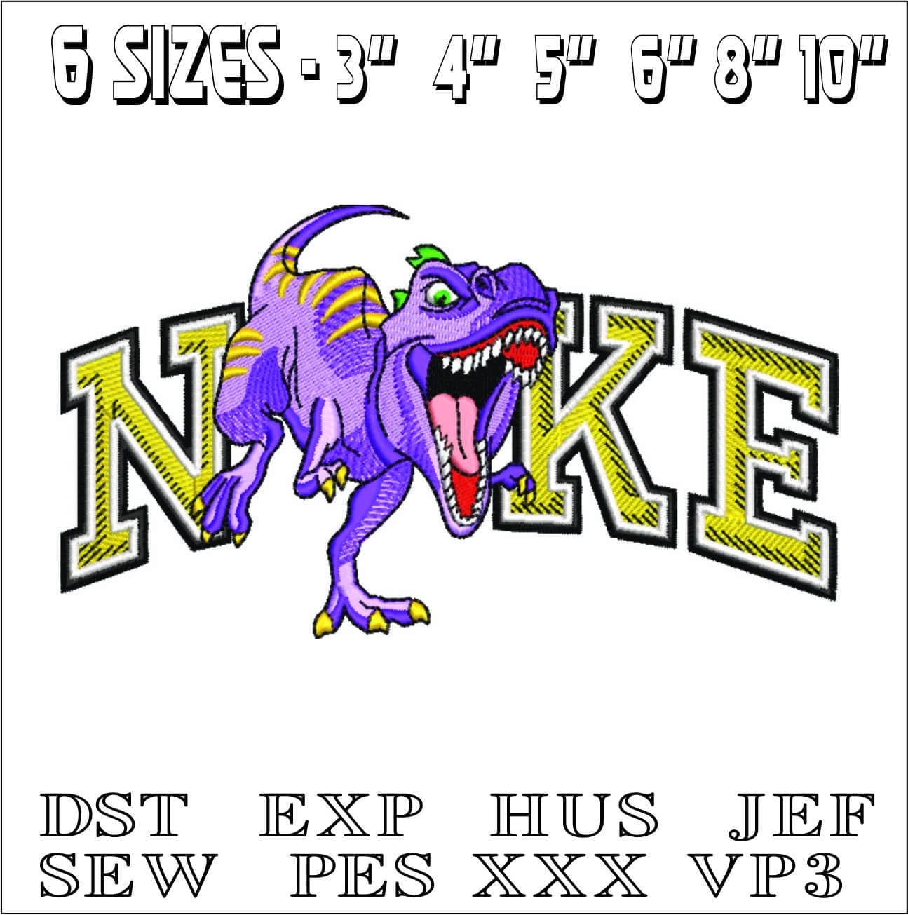 Nike Dinosaur Running- Elegant embroidery design file - instant download — view 2