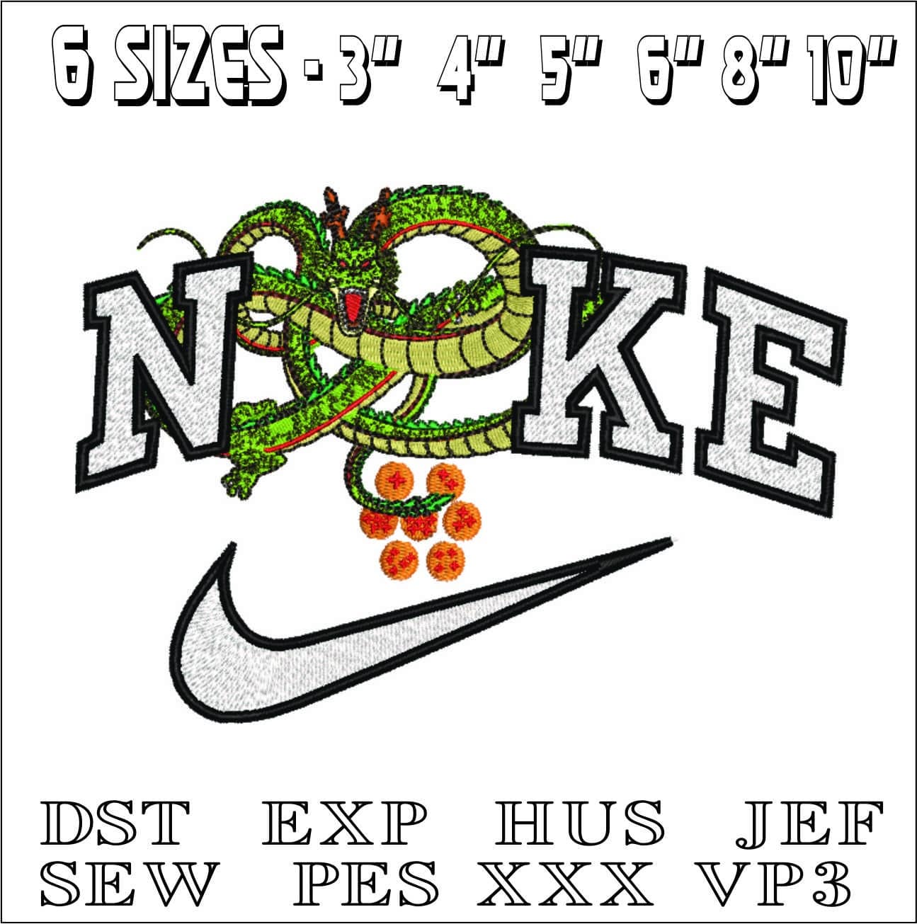 Nike Dragon Ballz Emblem- Elegant embroidery design file - instant download — view 2