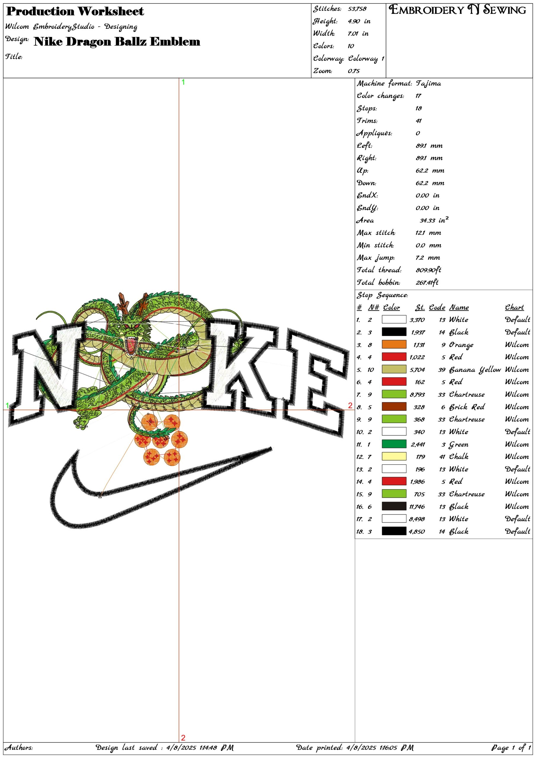 Nike Dragon Ballz Emblem- Elegant embroidery design file - instant download — view 3