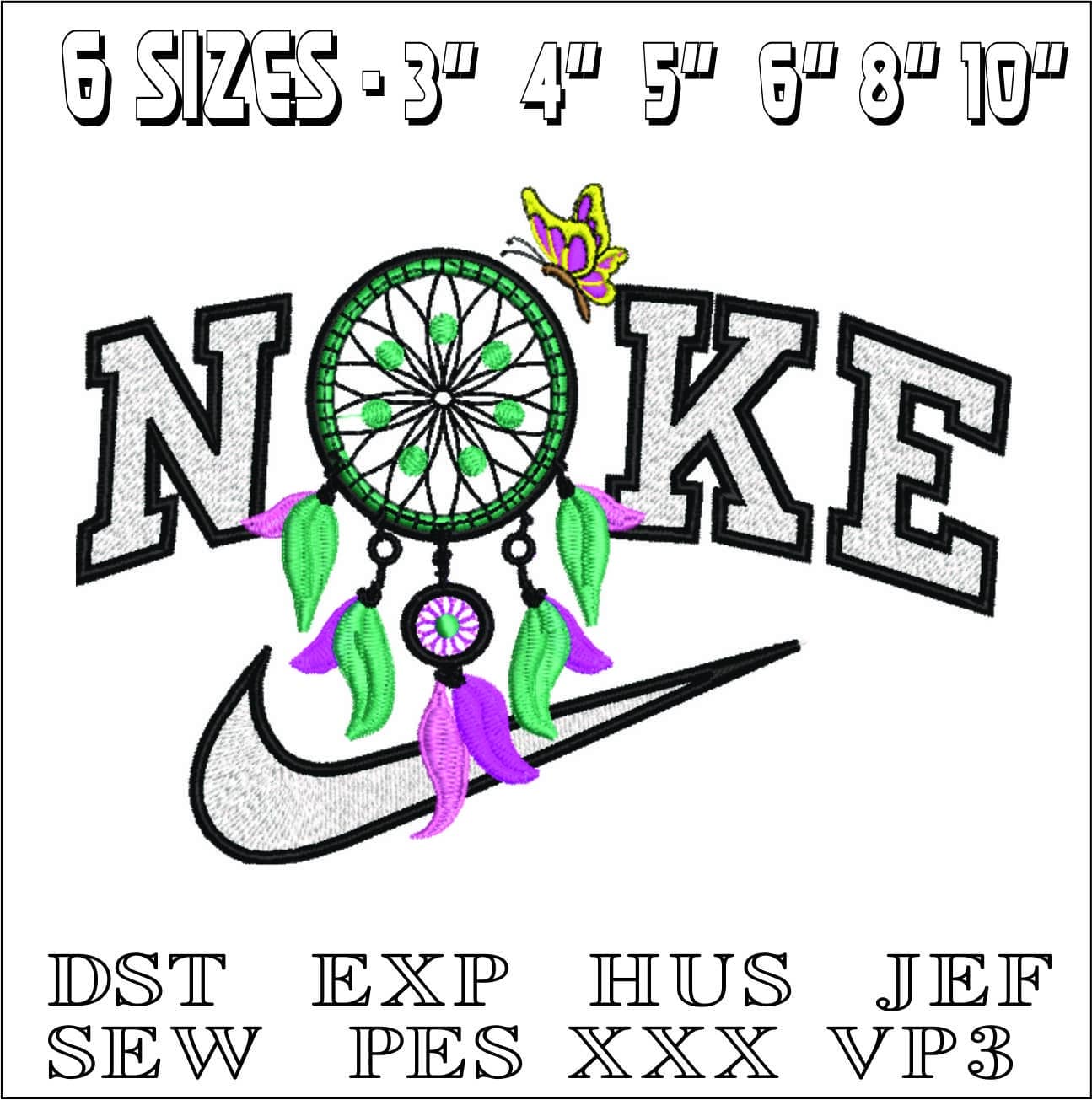 Nike Dream Catcher- Elegant embroidery design file - instant download — view 2
