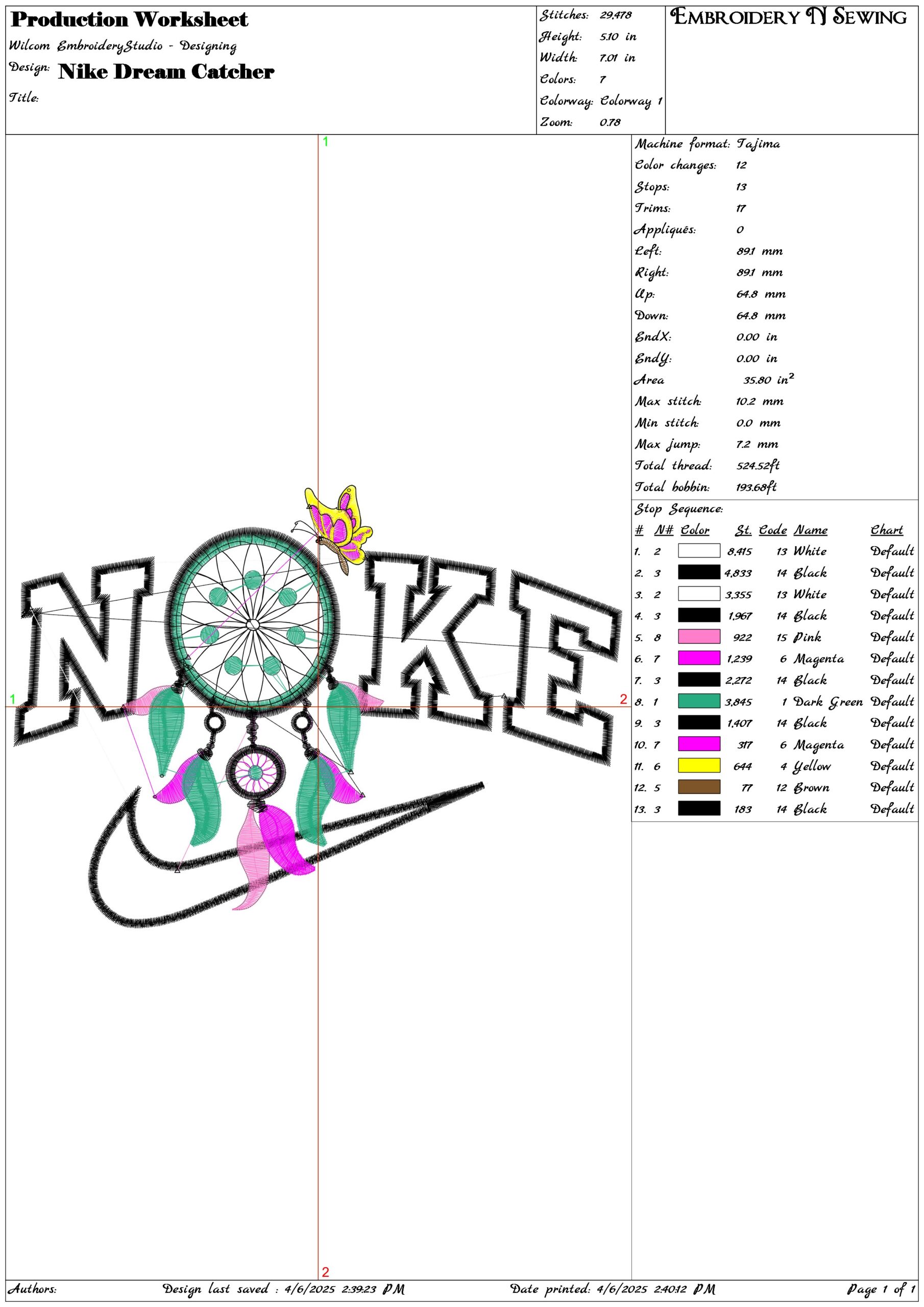 Nike Dream Catcher- Elegant embroidery design file - instant download — view 3