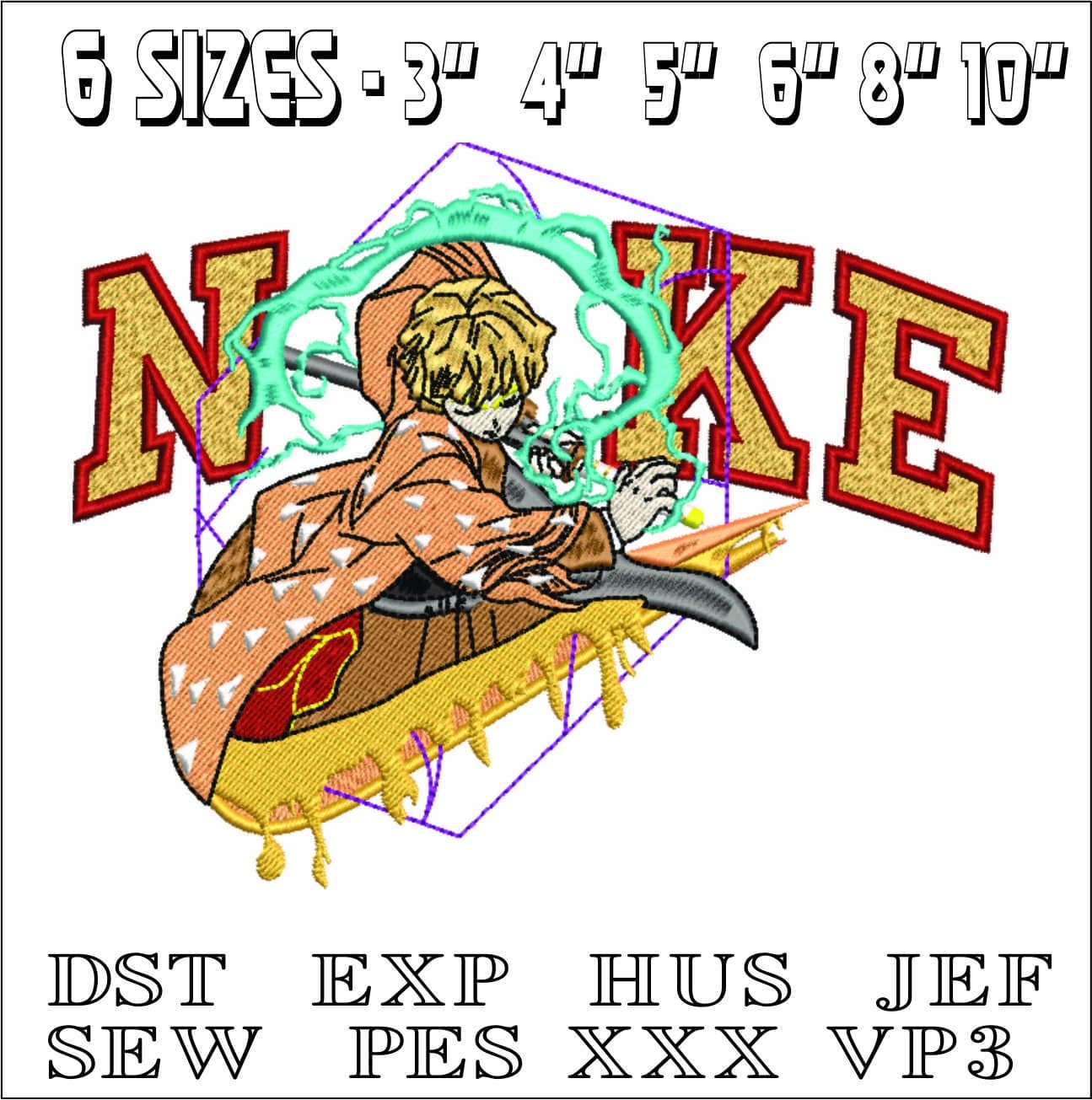 Nike Dragon Slayer Anime- Elegant embroidery design file - instant download — view 2