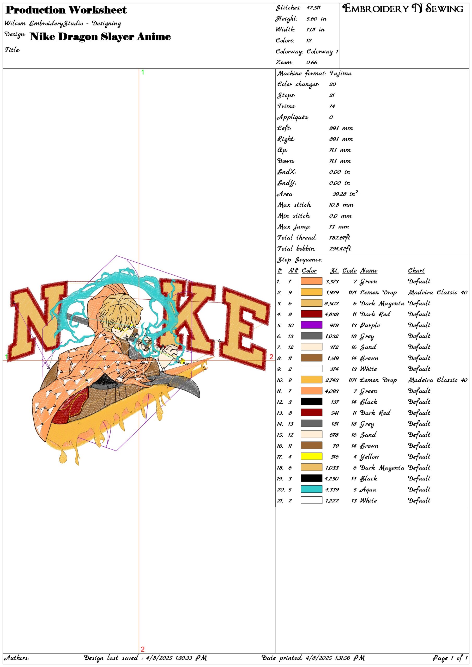 Nike Dragon Slayer Anime- Elegant embroidery design file - instant download — view 3