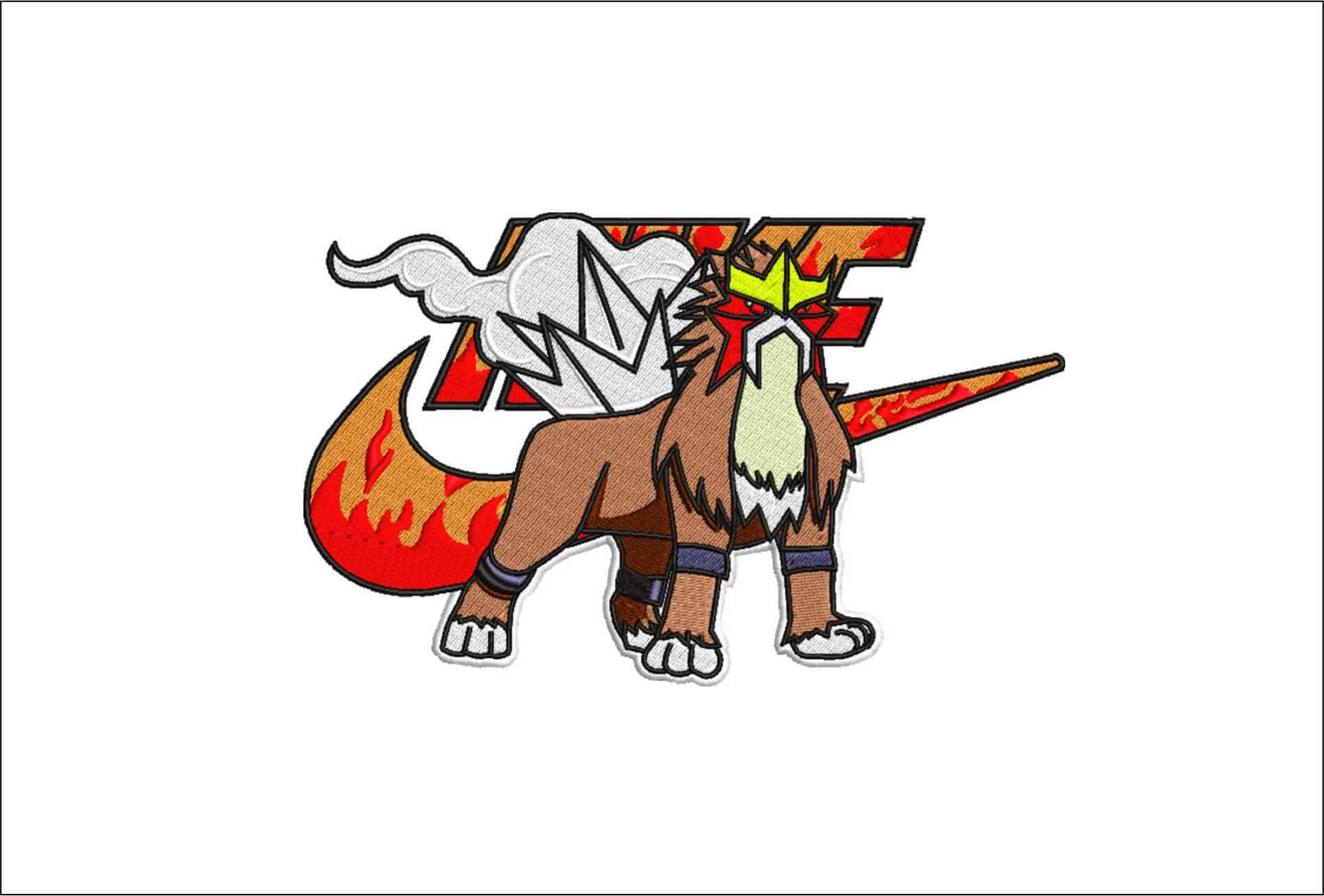 Nike Entei - Pokemon- Elegant embroidery design file - instant download