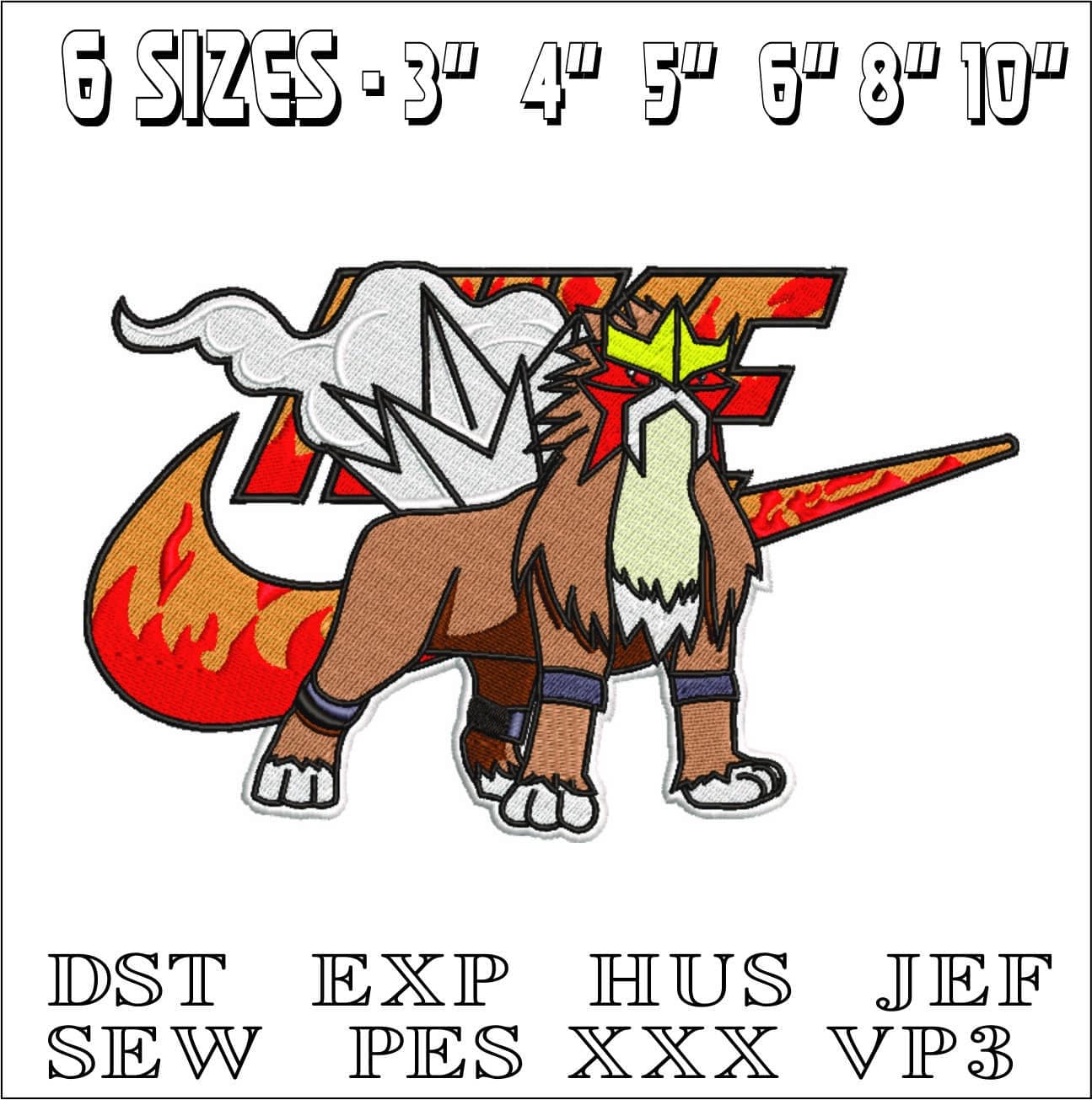 Nike Entei - Pokemon- Elegant embroidery design file - instant download — view 2