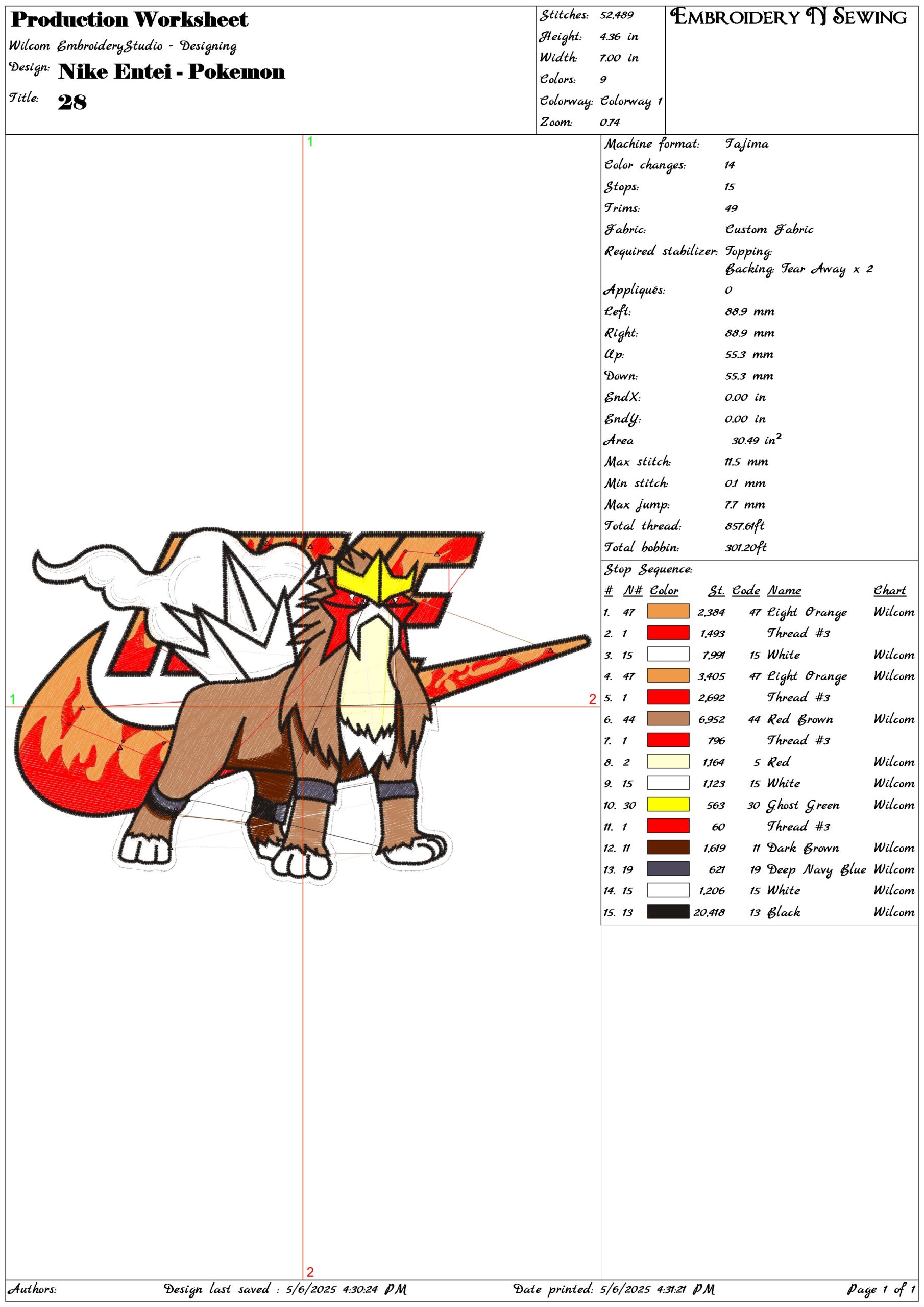 Nike Entei - Pokemon- Elegant embroidery design file - instant download — view 3