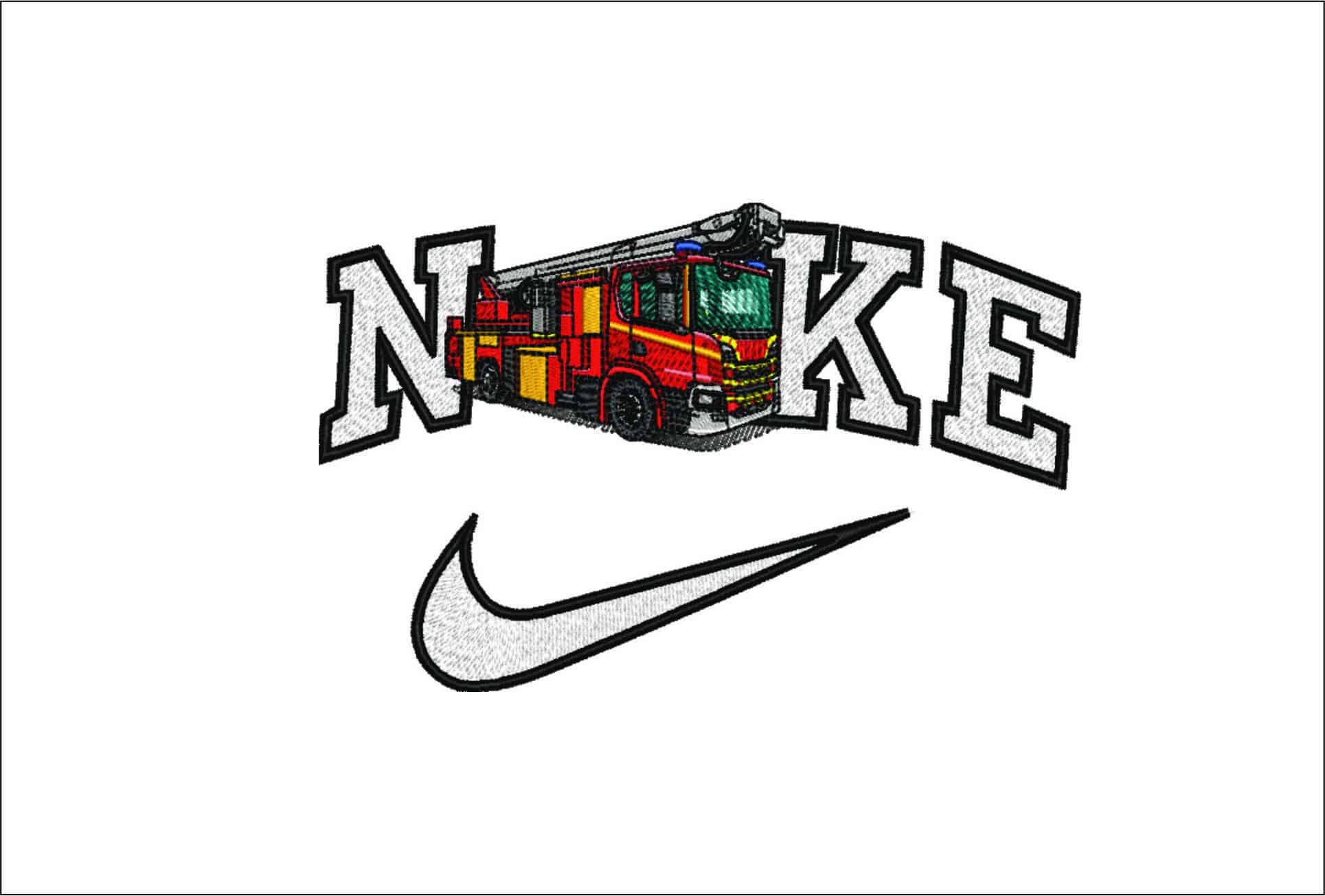 Nike Fire Engine- Elegant embroidery design file - instant download