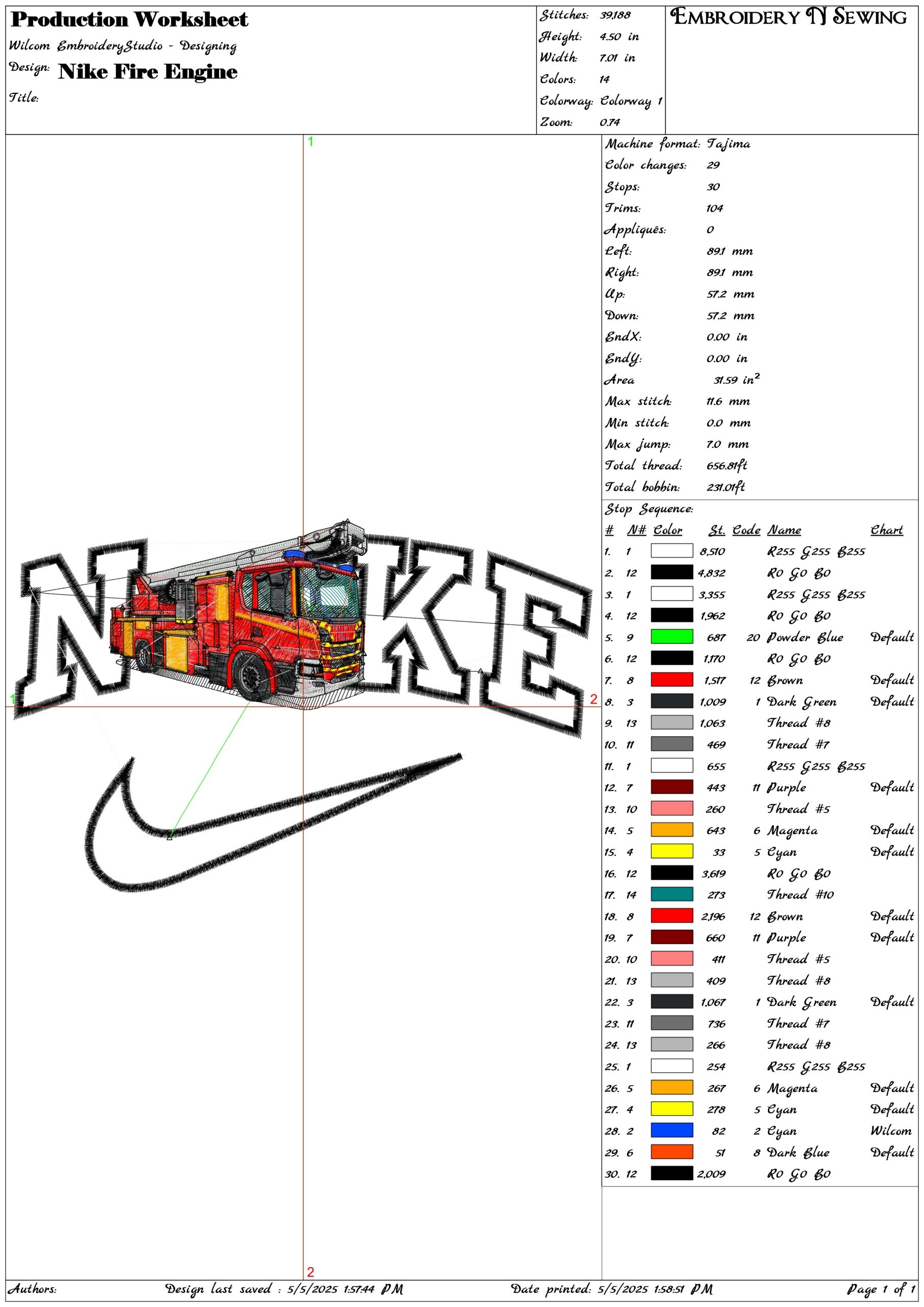Nike Fire Engine- Elegant embroidery design file - instant download — view 3