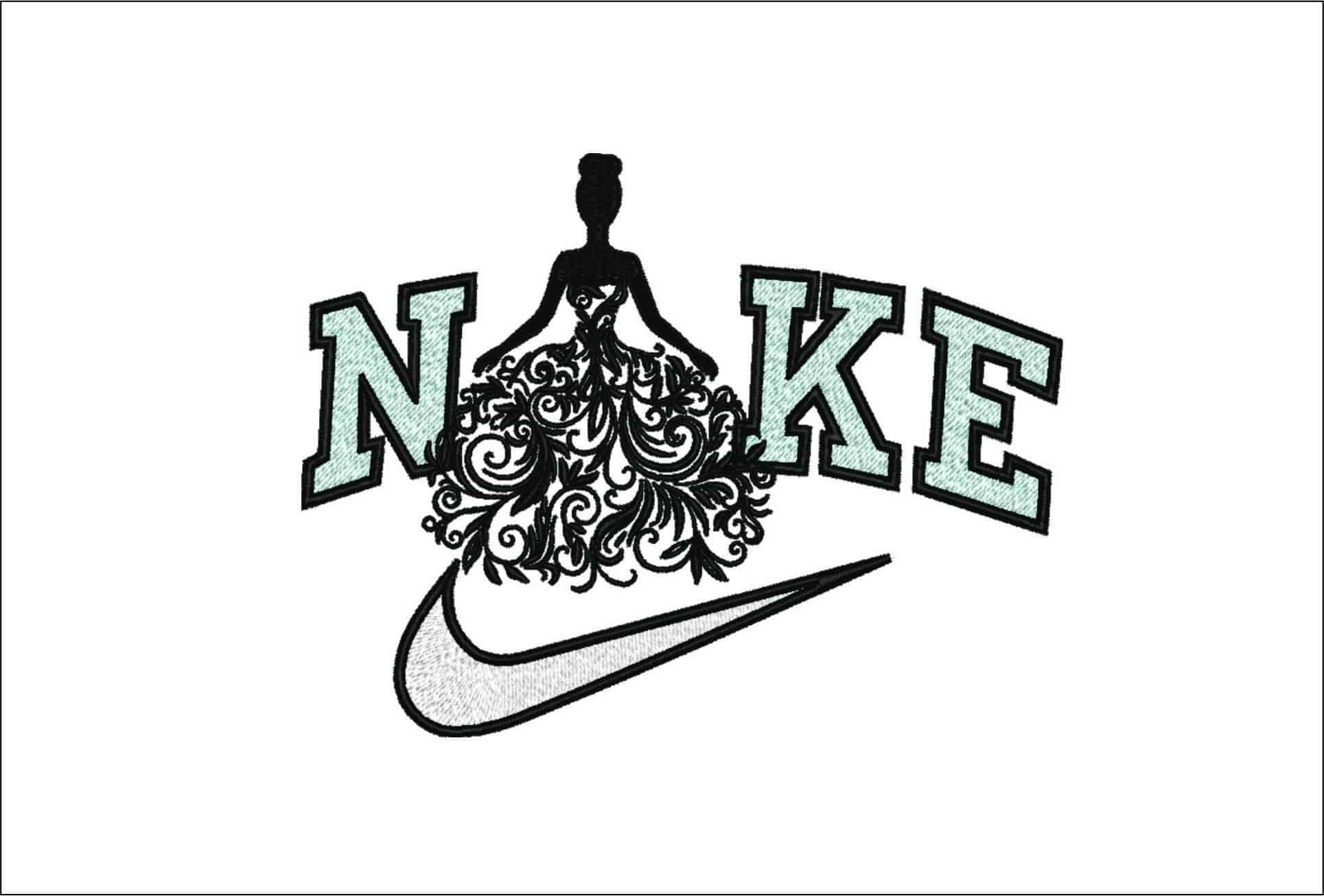 Nike Flower Doll- Elegant embroidery design file - instant download