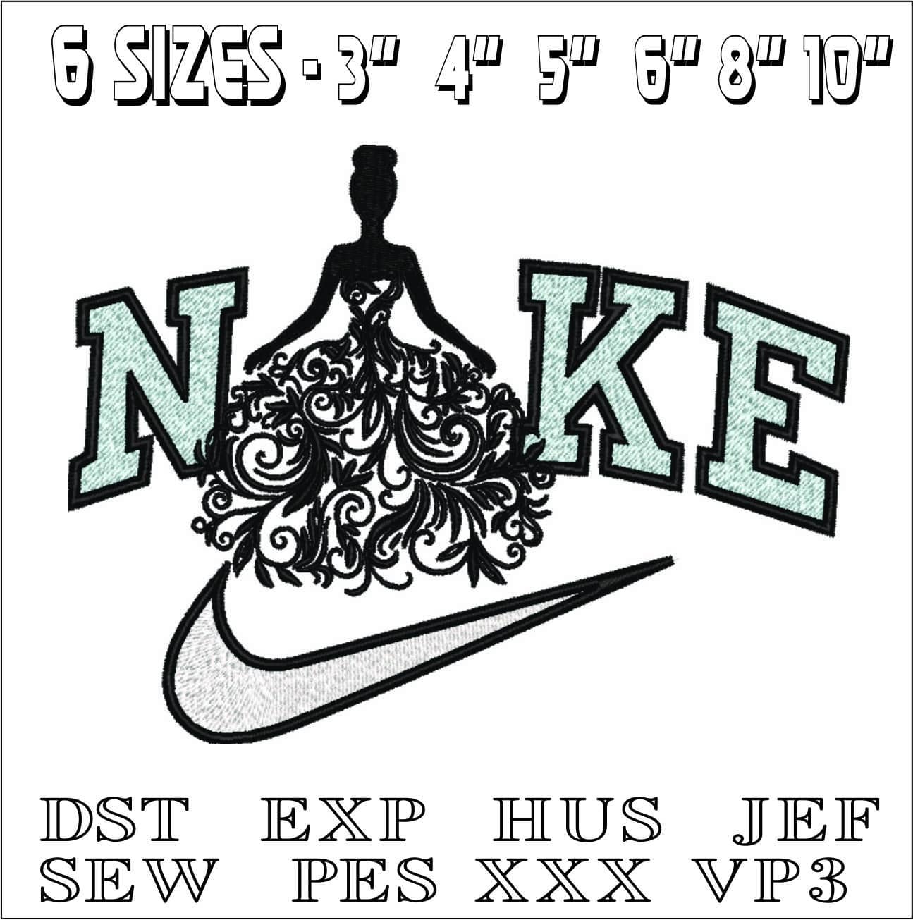 Nike Flower Doll- Elegant embroidery design file - instant download — view 2