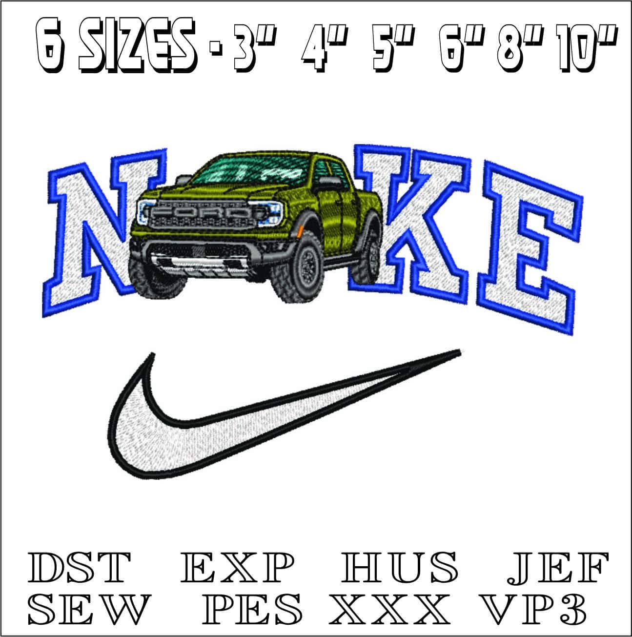 Nike Ford F150 Truck- Elegant embroidery design file - instant download — view 2