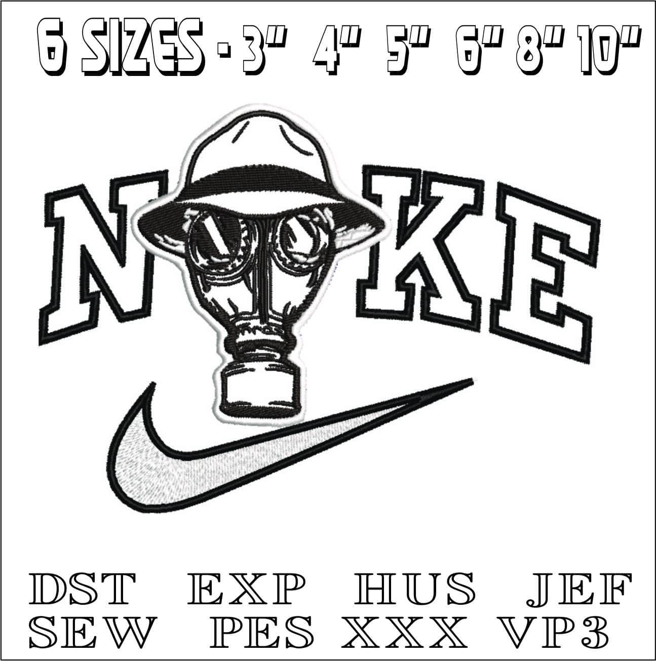 Nike Gas Mask Pyscho Realm- Elegant embroidery design file - instant download — view 2