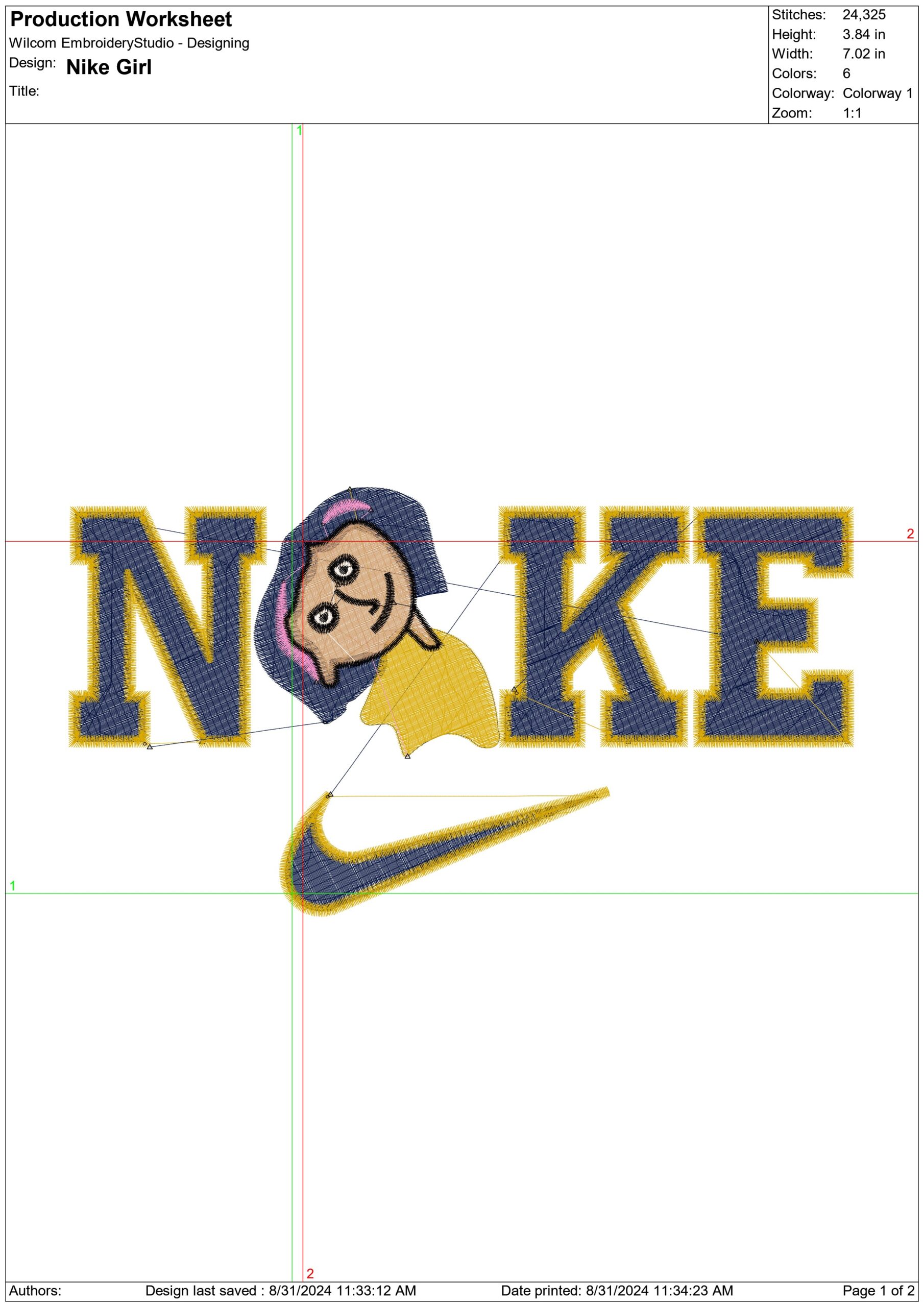 Nike Girl- Elegant embroidery design file - instant download — view 3